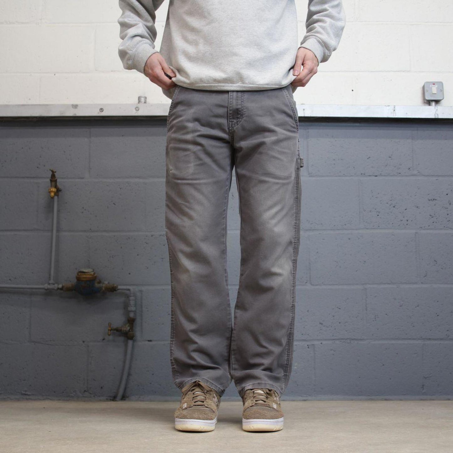 Grey Dickies carpenter jeans W32L30 regular fit canvasy 90s skater style cargo pants