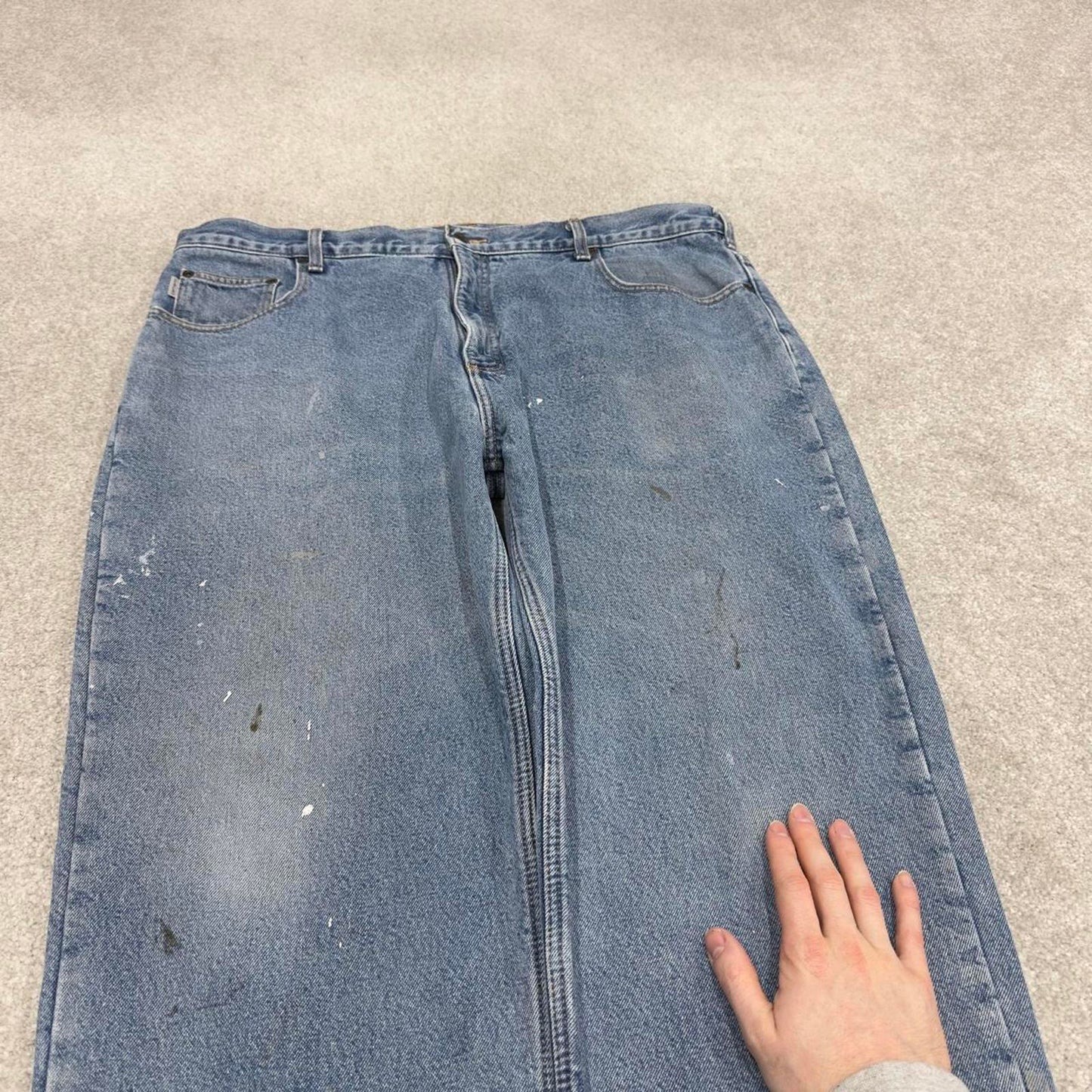 Y2K baggy Carhartt denim jeans blue Loose fleece lined skate style workwear pants