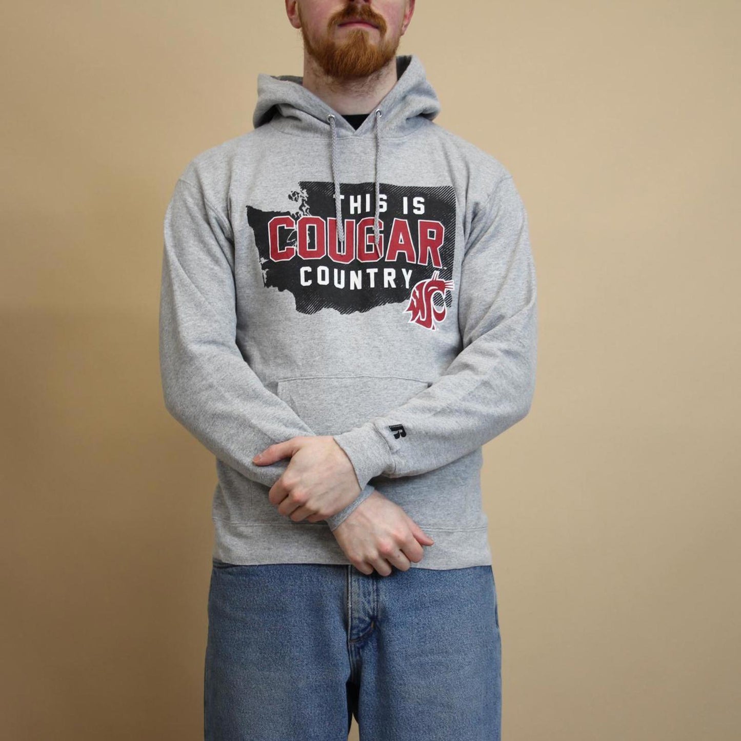 Grey vintage Russell hoodie S