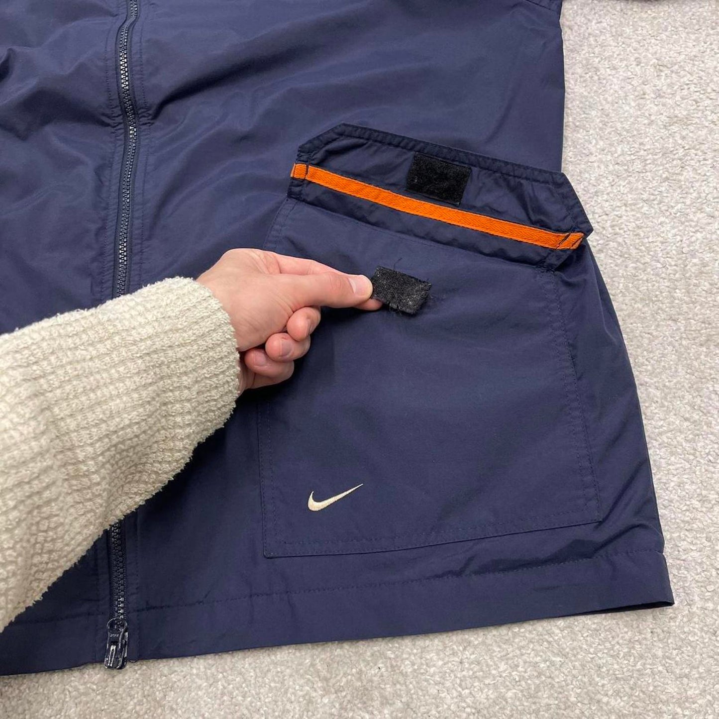 00s Nike technical windbreaker jacket M men's y2k style navy full zip coat