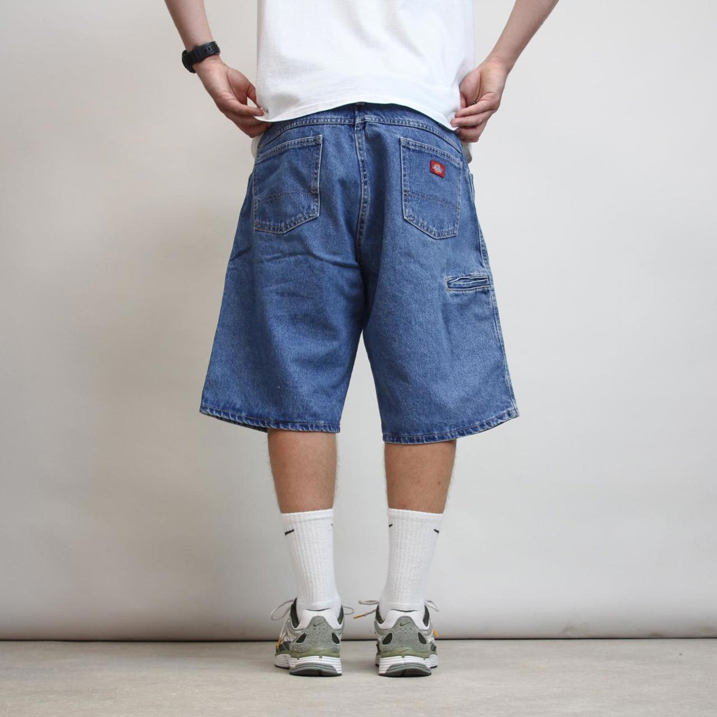 Mens baggy Dickies carpenter Jorts W38 blue loose denim 90s style cargo skater shorts