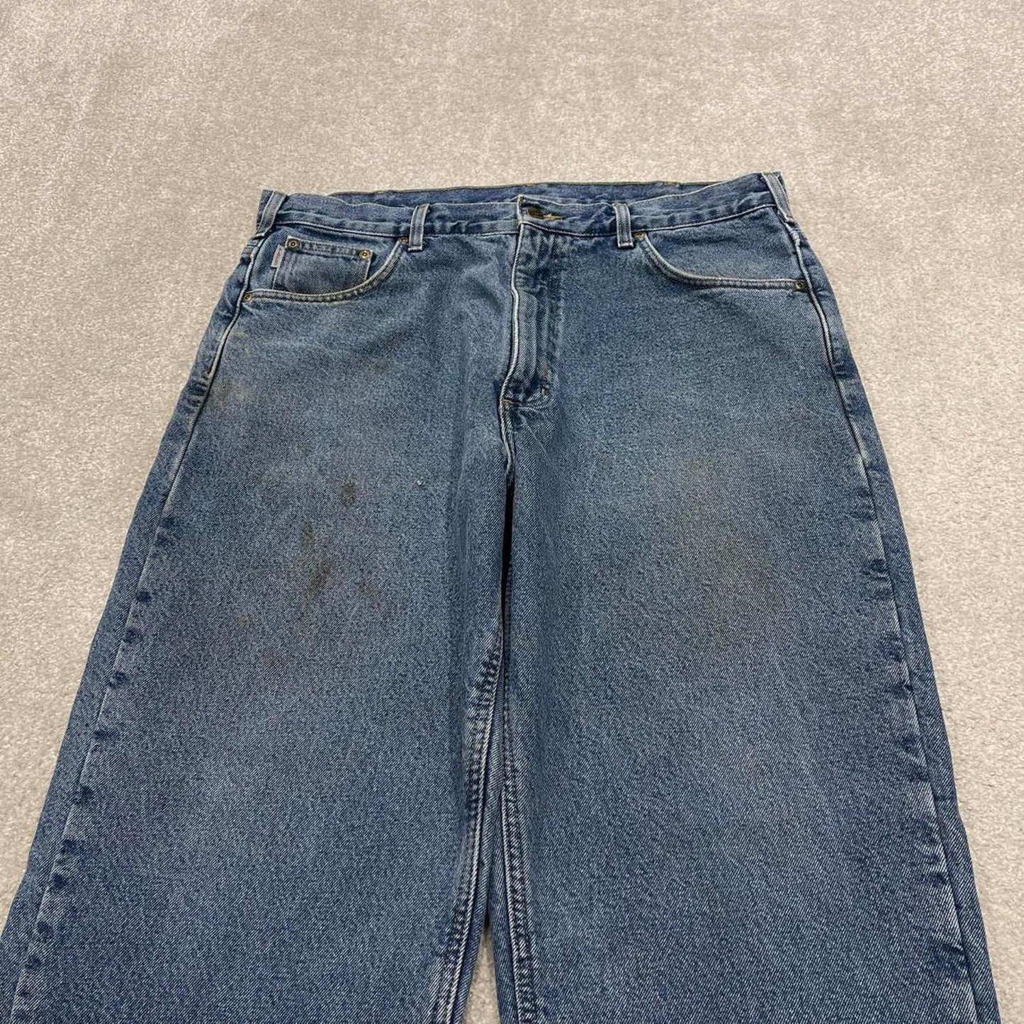 Vintage Y2K Carhartt jeans checkered lining blue Loose flannel skate style workwear pants
