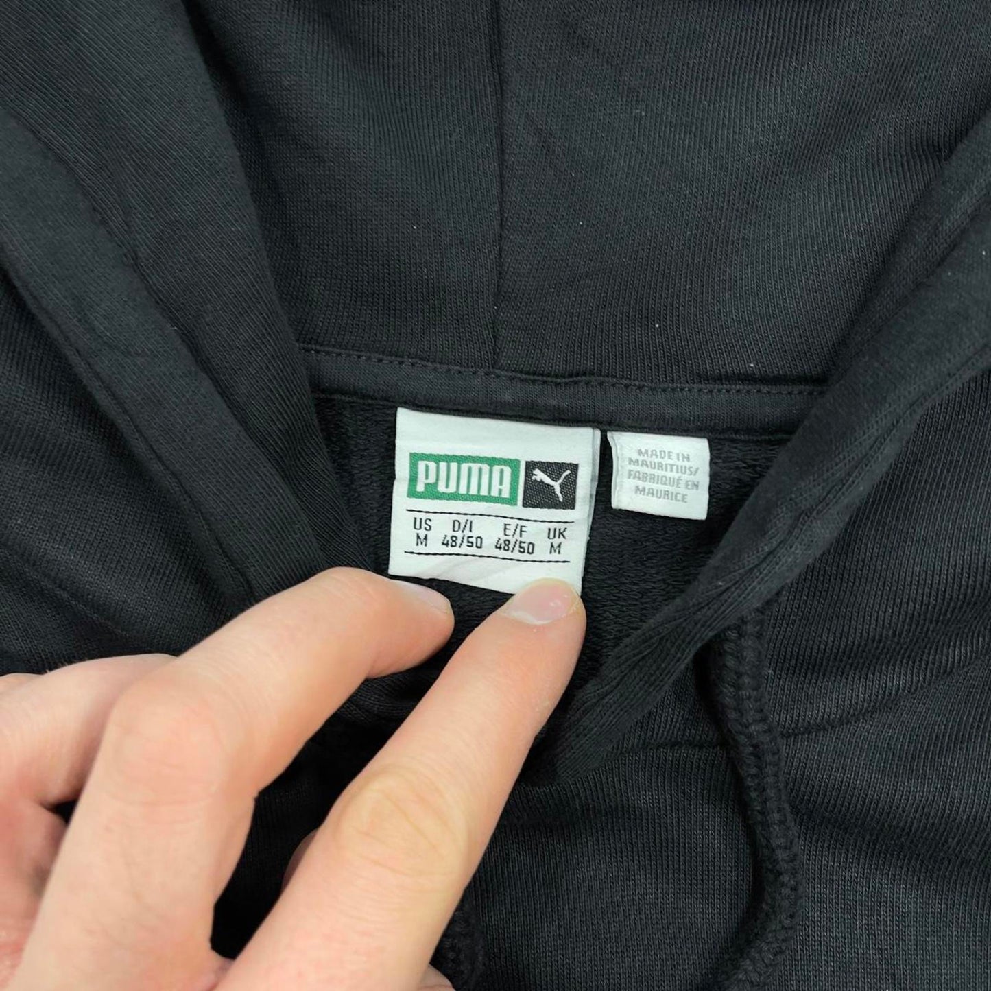 Black PUMA hoodie M pullover y2k jumper embroidered design