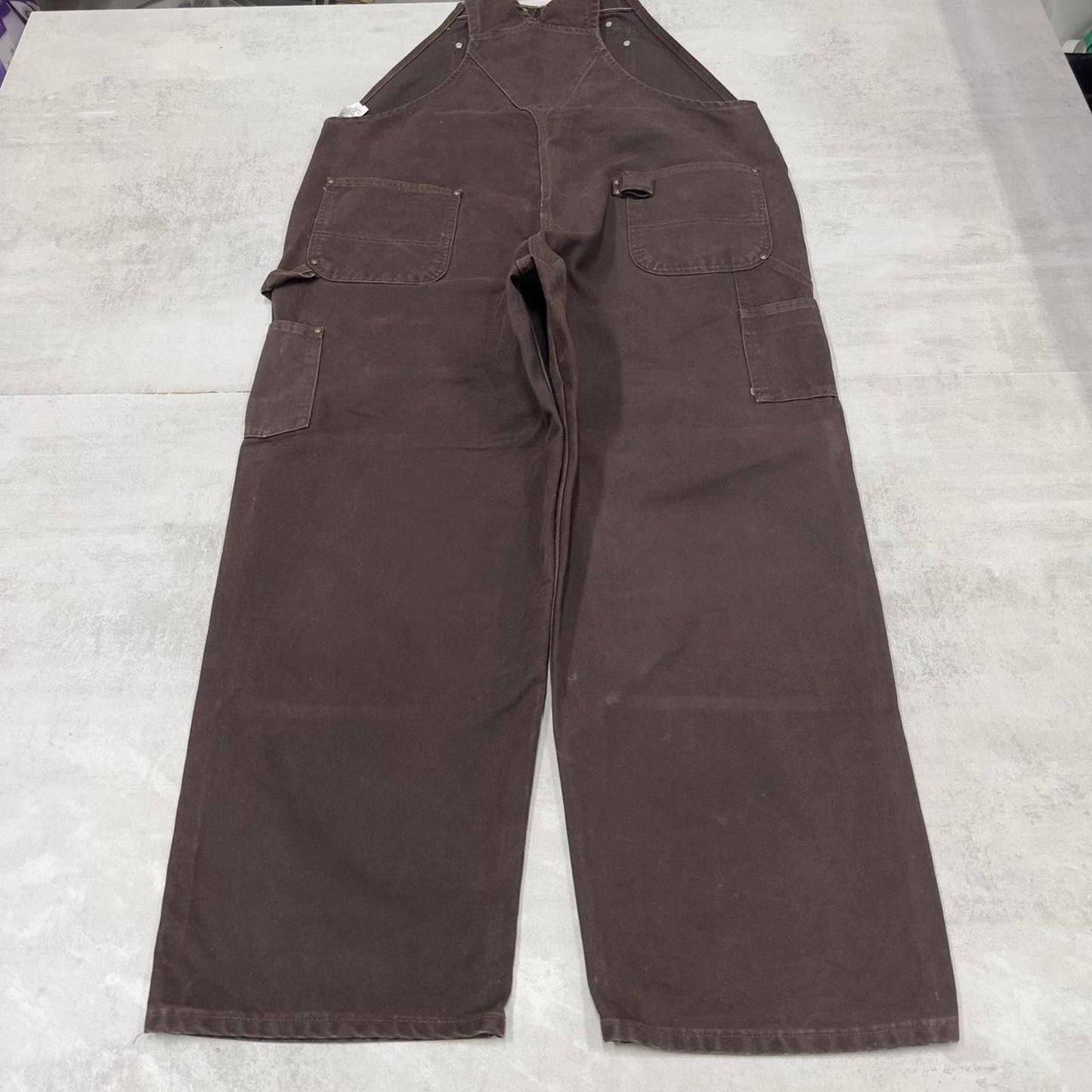 Brown Carhartt dungarees W46L30 mens canvas overalls utility worker