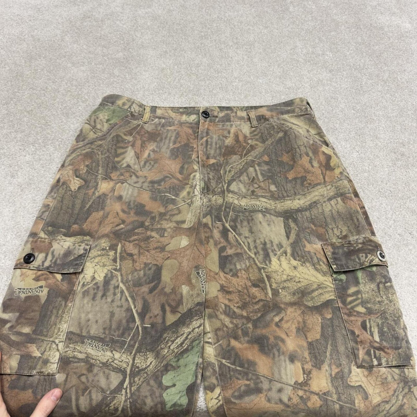 Vintage baggy Liberty camo cargo pants khaki Loose leg camouflage hunting trousers