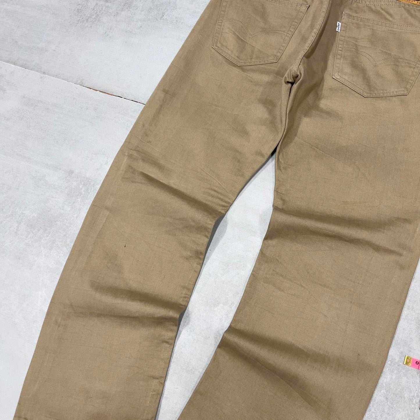 Tan Levis 505 jeans W33L30 loose straight leg y2k style pants white tab logo