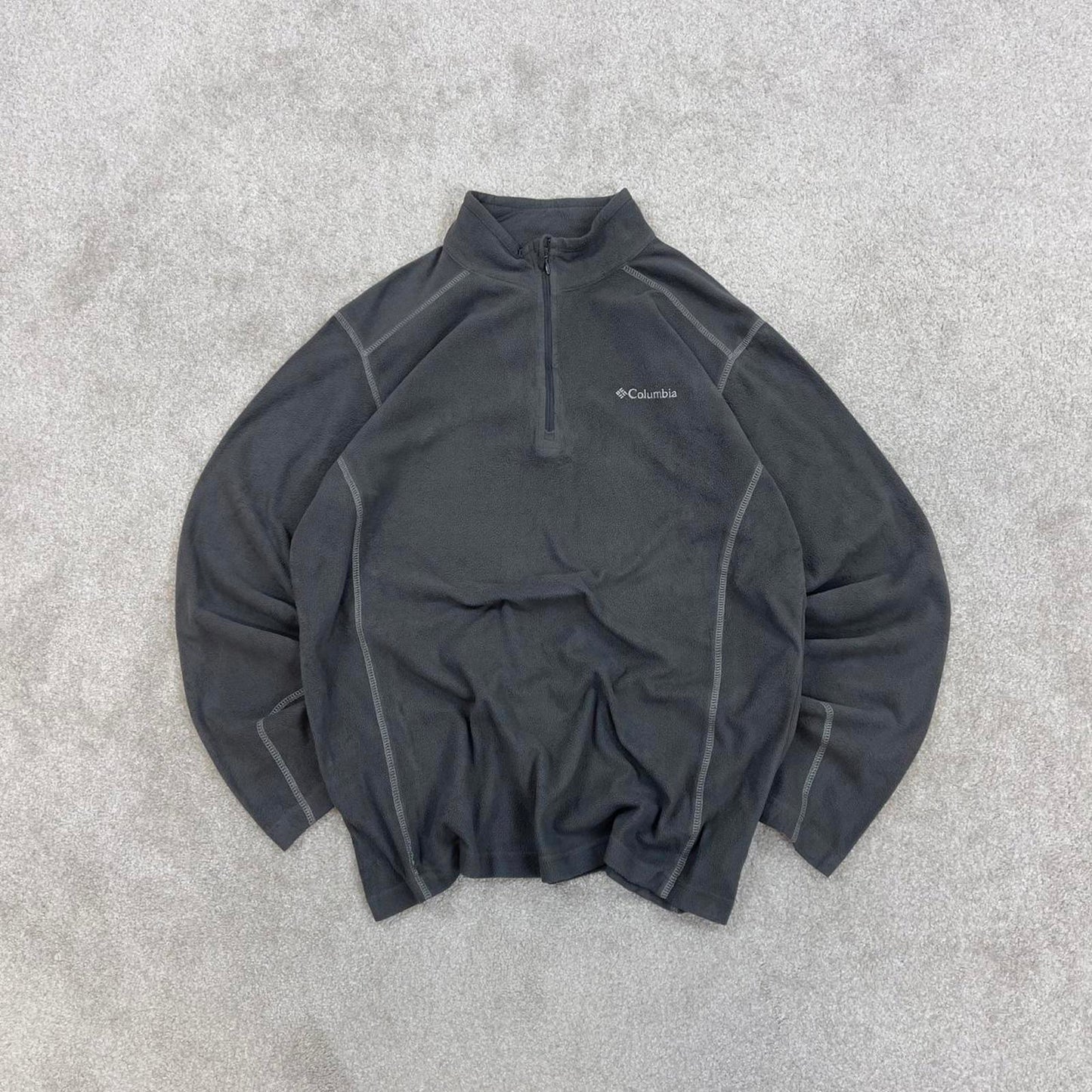 Grey Columbia technical zip up fleece Medium y2k style autumn adjustable waist lightweight