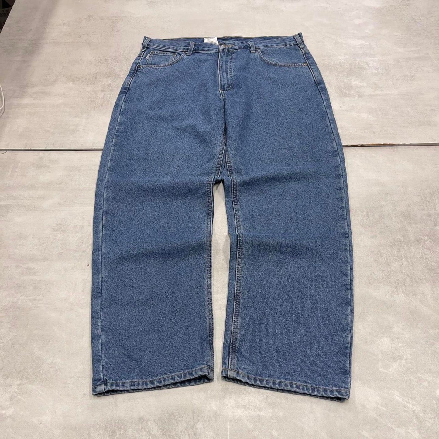 Blue Carhartt jeans W38L30 vintage 90s style skater relaxed fit flannel lined pants
