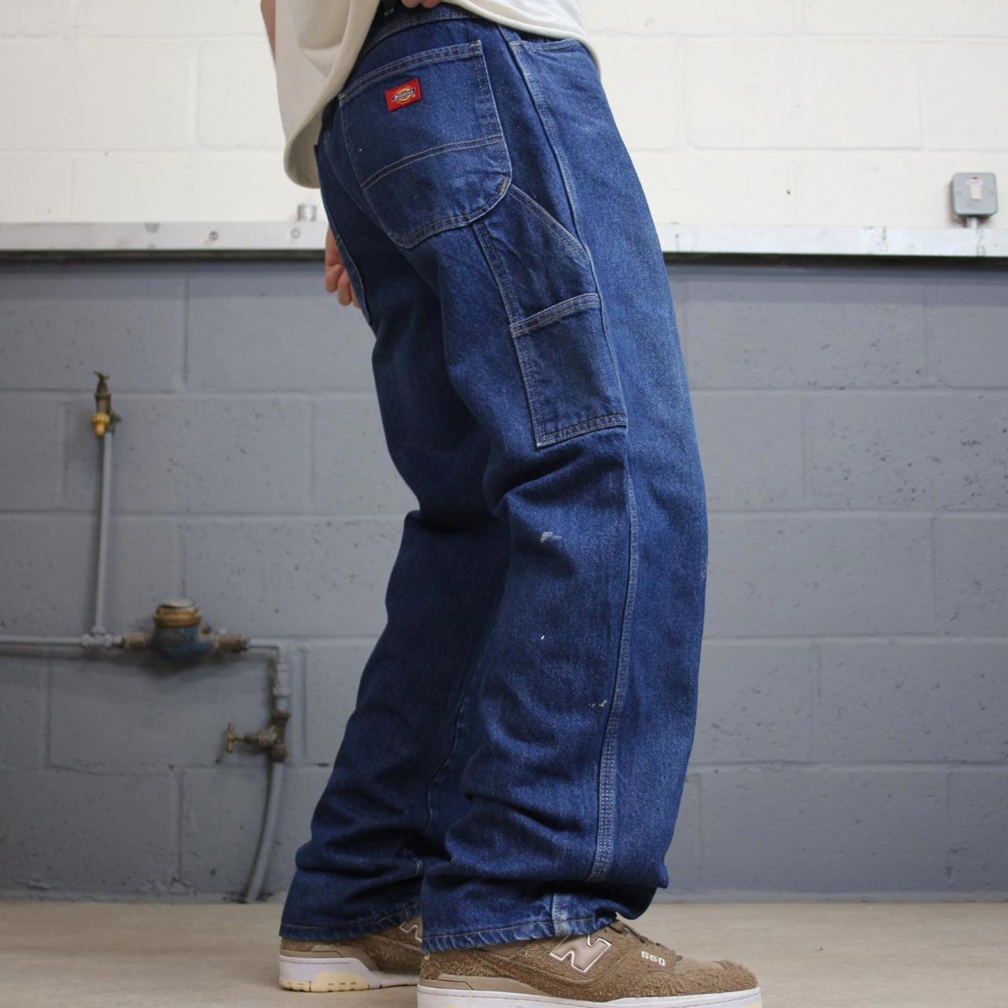 Baggy Dickies carpenter jeans W34L32 90s skate style blue thick denim cargos
