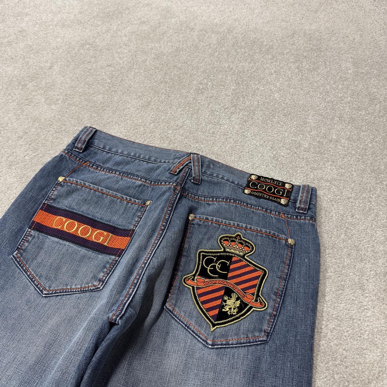 COOGI embroidered baggy jeans y2k W38L32 blue Large embroidered COOGI country club loose leg skater