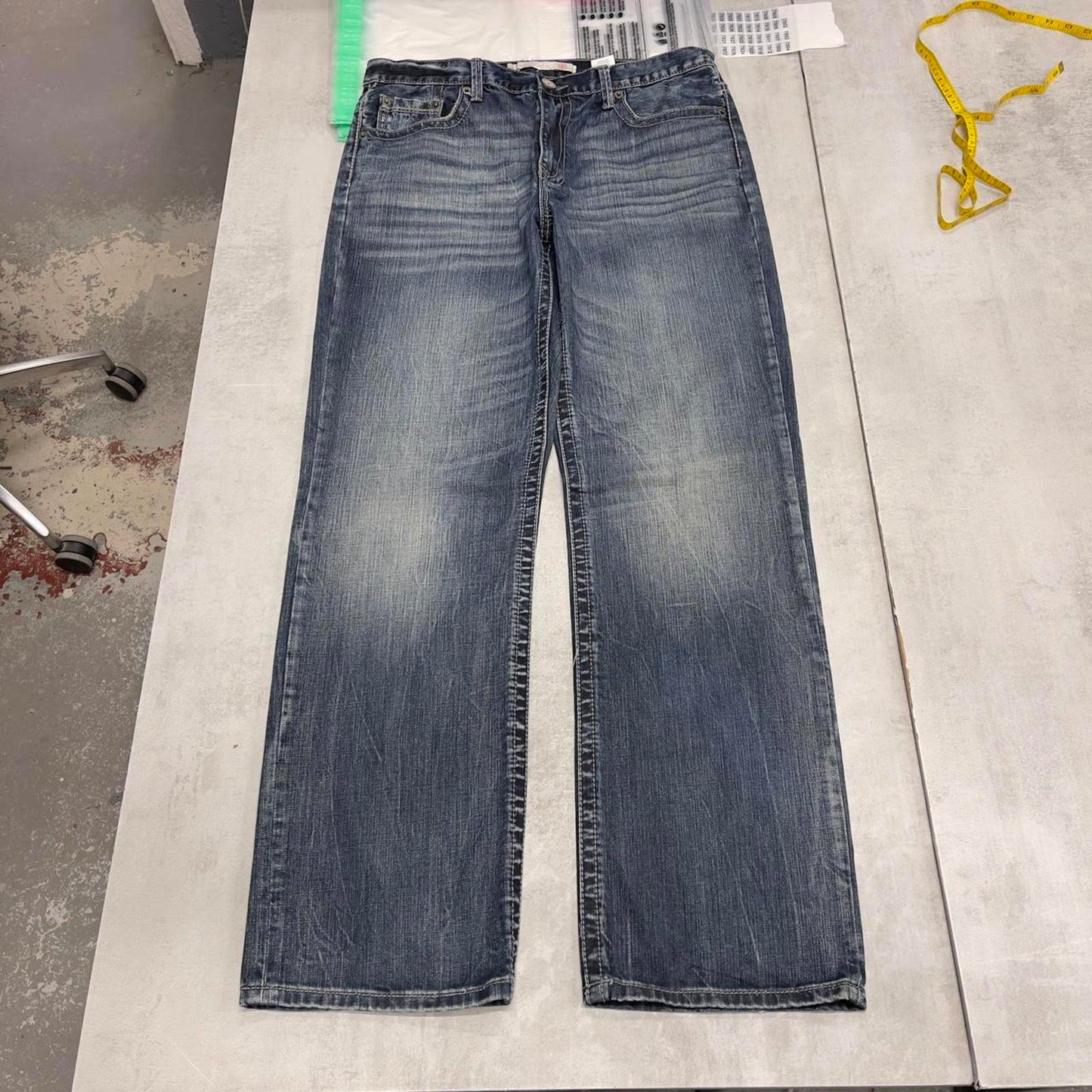 Mens Tin Haul embroidered jeans W38L34 y2k style stich detailing
