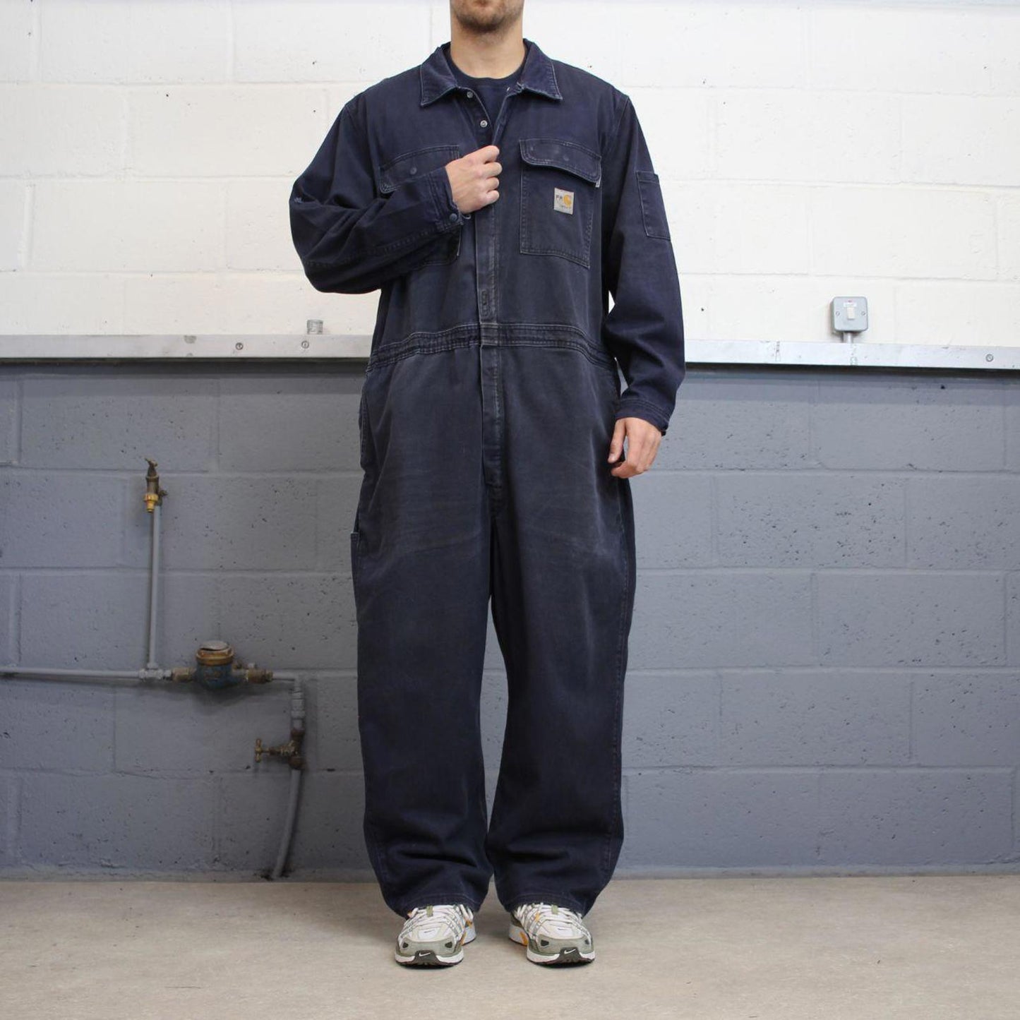 Navy Carhartt FR boilersuit 50 Short XL thick unlined fire resistant coveralls heavy duty workwear