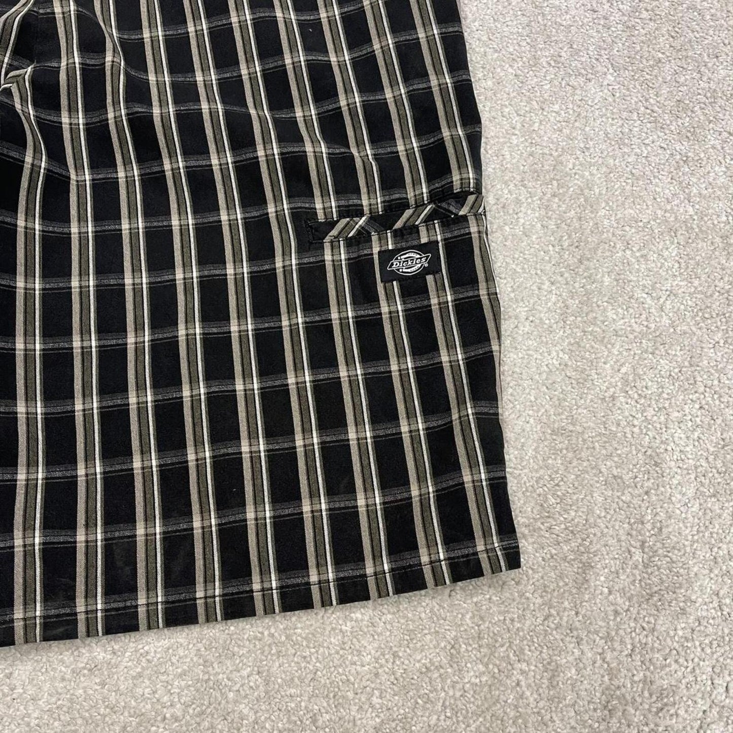 Dickies baggy checkered shorts carpenter black Check surf style skater shorts long wide leg