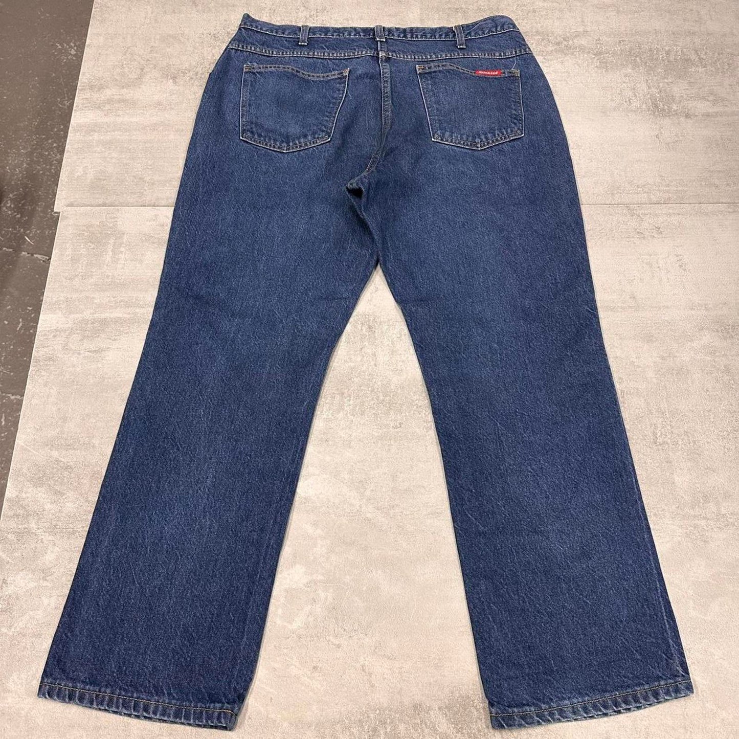 Blue Dickies jeans W38 loose denim 90s style skater jeans patch logo