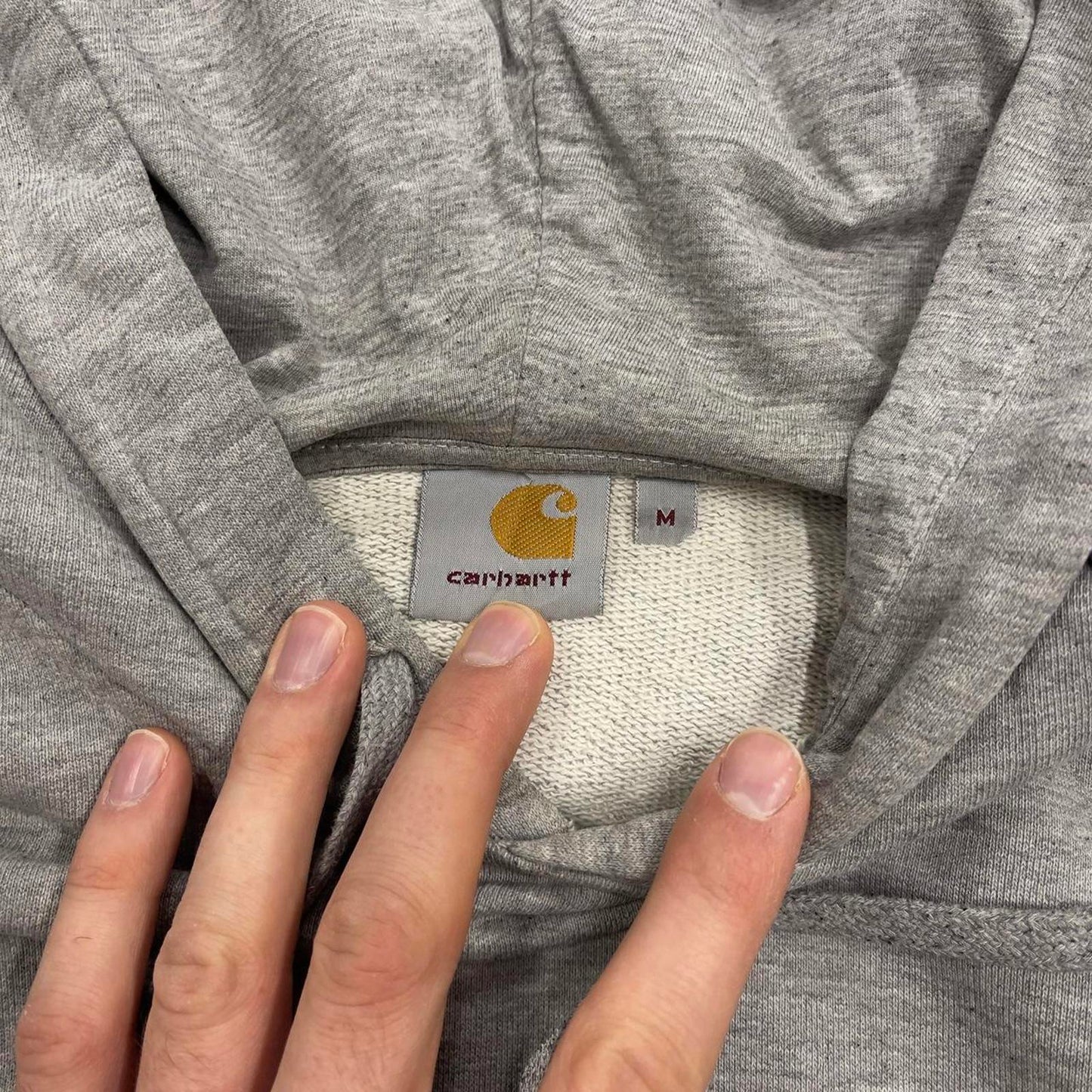 Grey Carhartt hoodie Medium Spell out logo pullover hooded sweatshirt