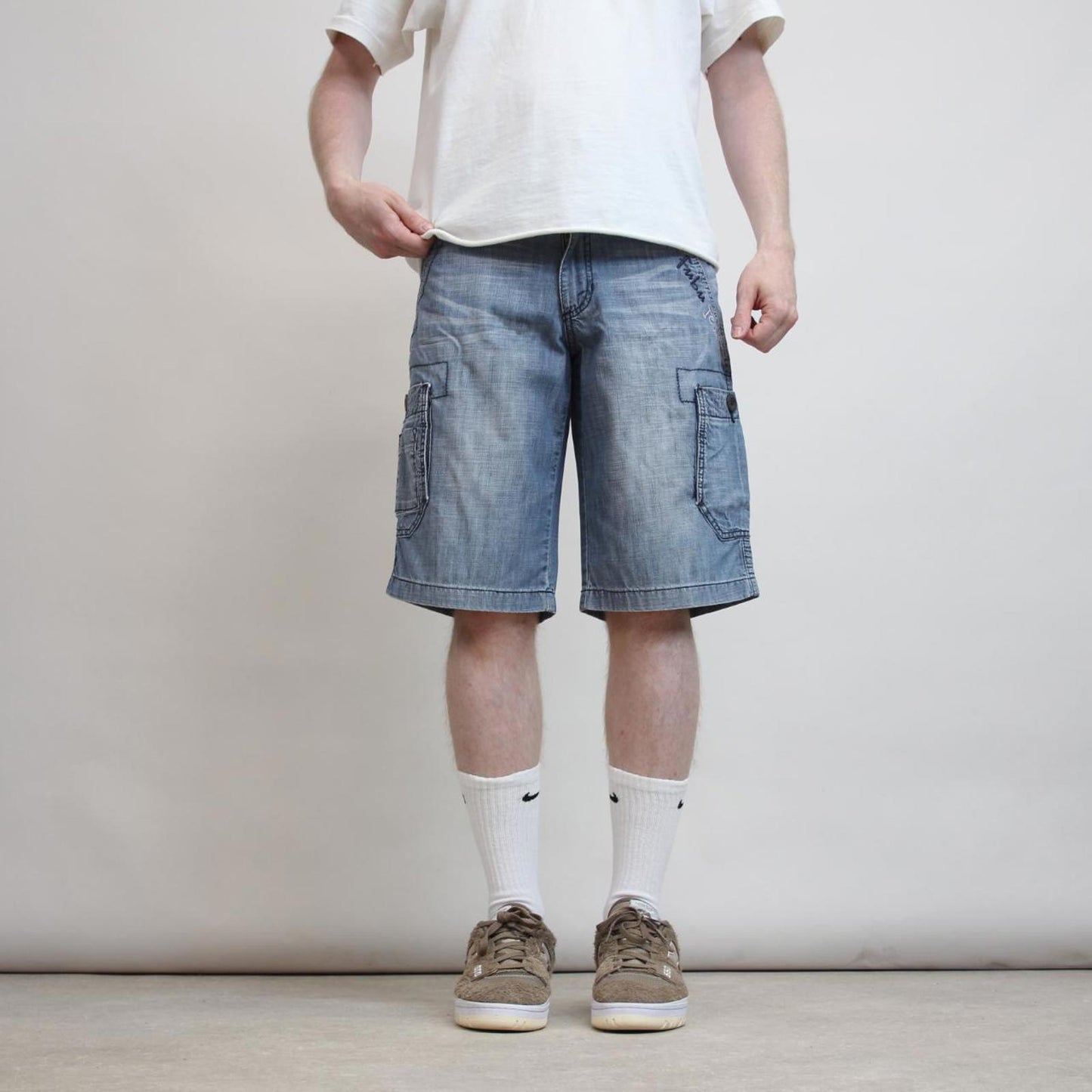 Mens FUBU denim cargo shorts W30