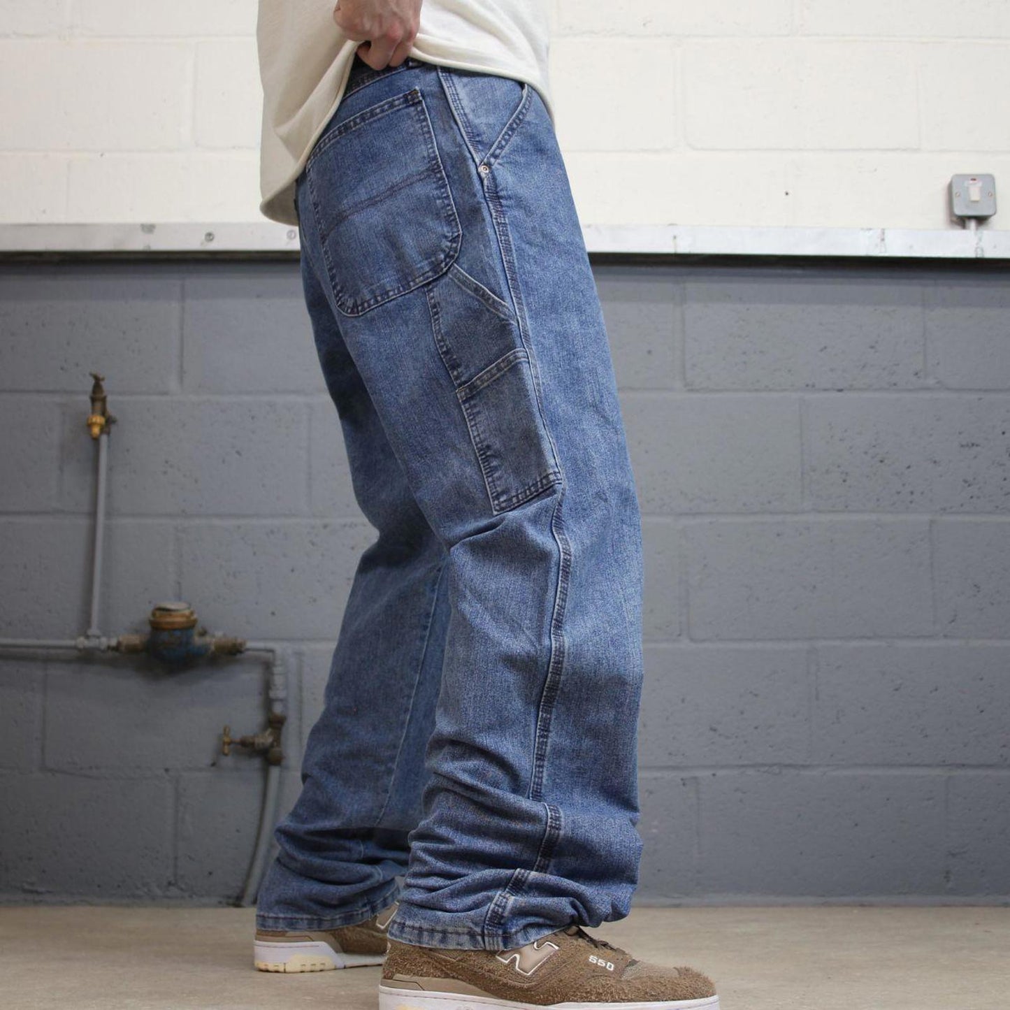 Blue Wrangler carpenter jeans W36L34 loose cargo skater style jeans