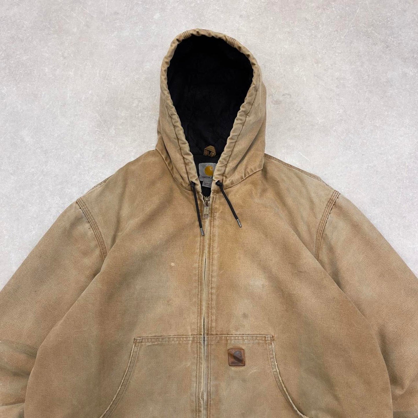 Vintage Carhartt hooded active jacket XL hamilton brown thick canvas bomber