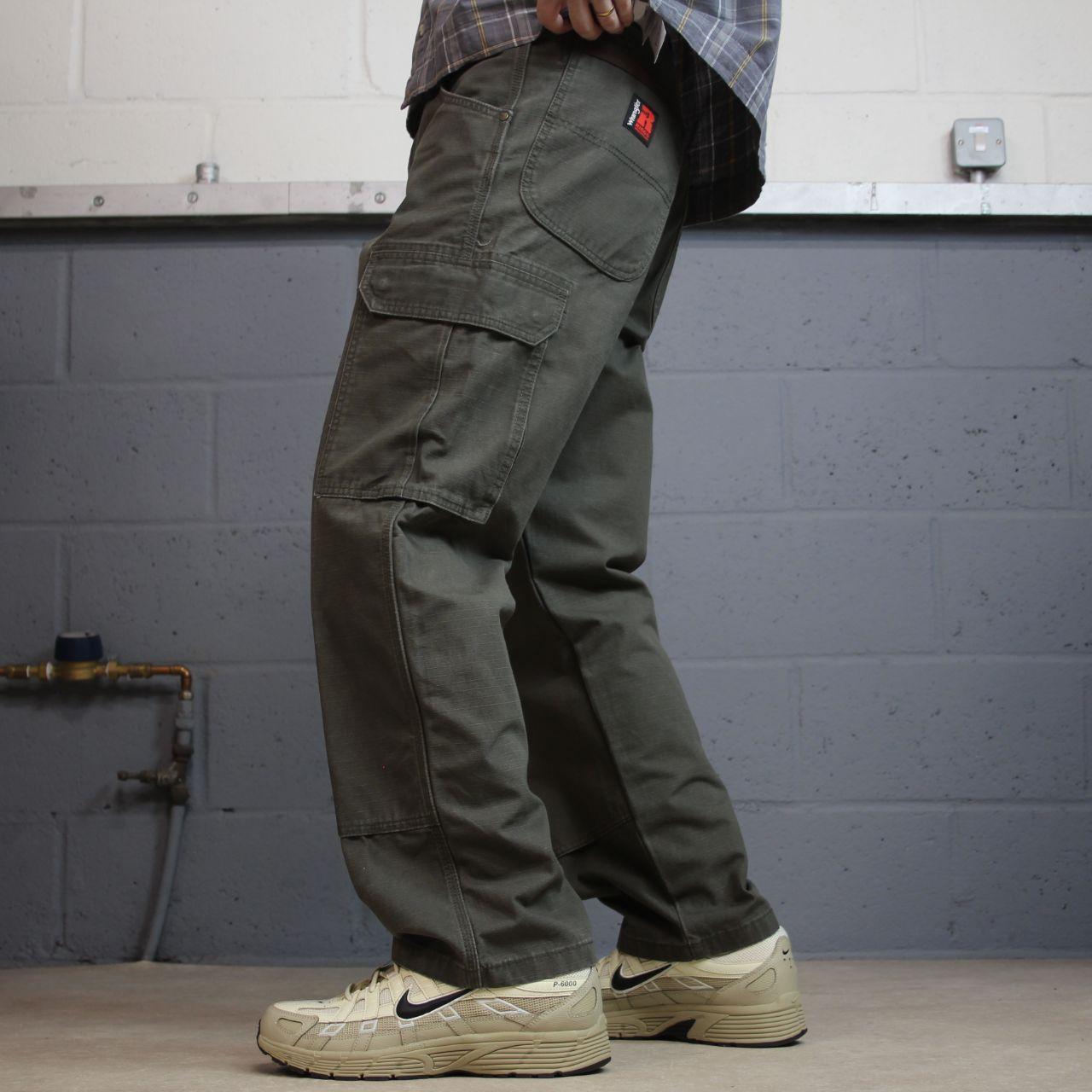 Wrangler cargo jeans y2k green W30L30 Thick heavy canvas double knee skater work pants