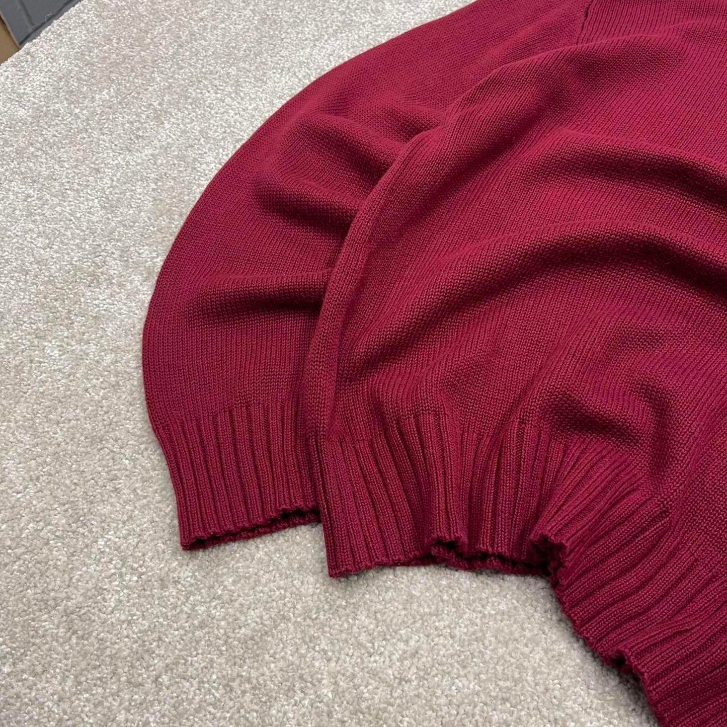00s Nautica knit sweater jumper embroidered small men's red knitted pull over y2k 00s style