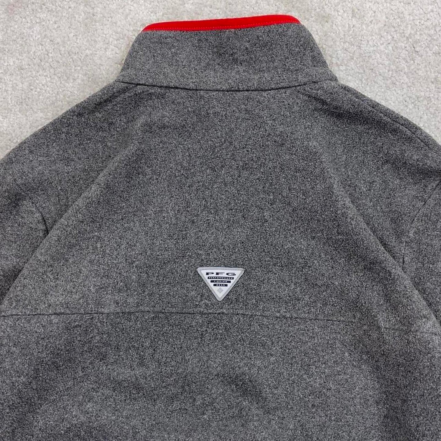 Grey Columbia PFG technical fleece Large snap T pull over y2k autumn style popper neck