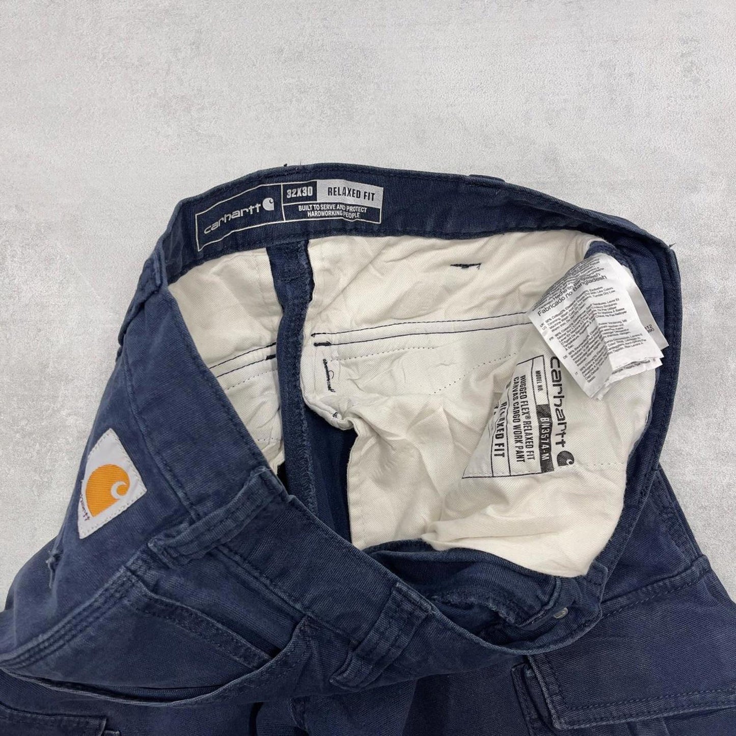Navy Carhartt cargo pants W32L28 relaxed fit 90s 00s skater style cargos trousers utility workwear