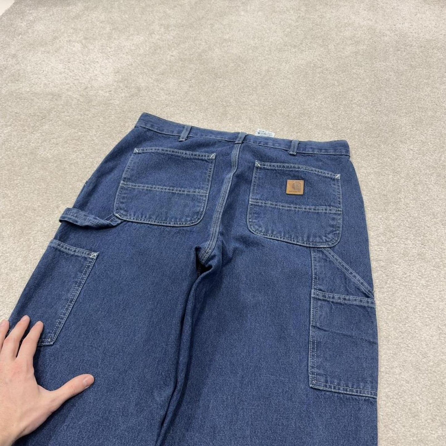 Carhartt baggy carpenter jeans denim blue Loose wide leg workwear skater pants