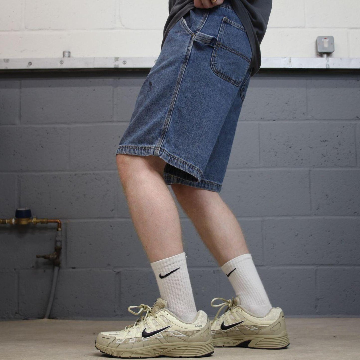 Denim cargo shorts y2k carpenter blue Loose Full Blue skater cargo surf jorts