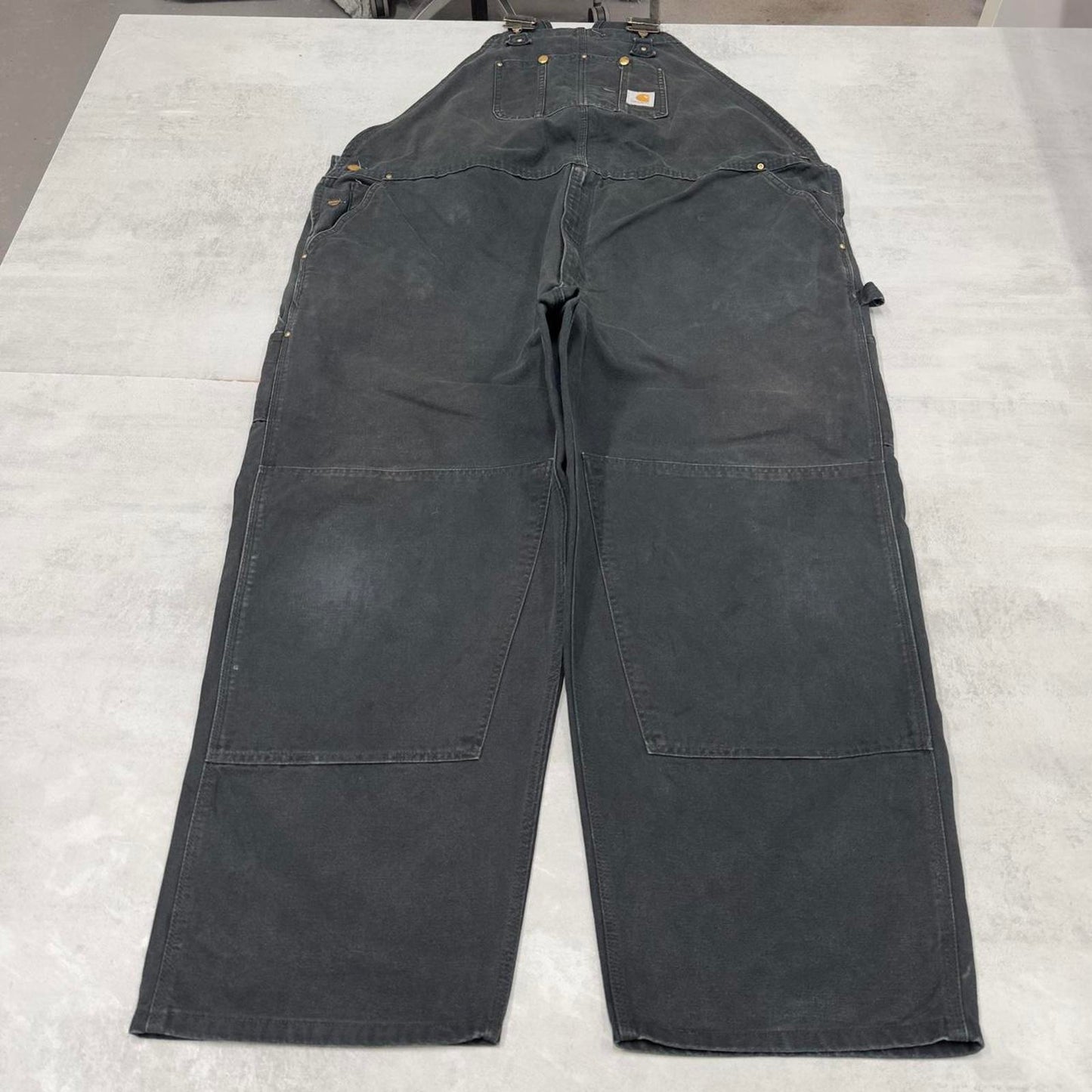 Black Carhartt dungarees W52L30 mens canvas overalls utility worker