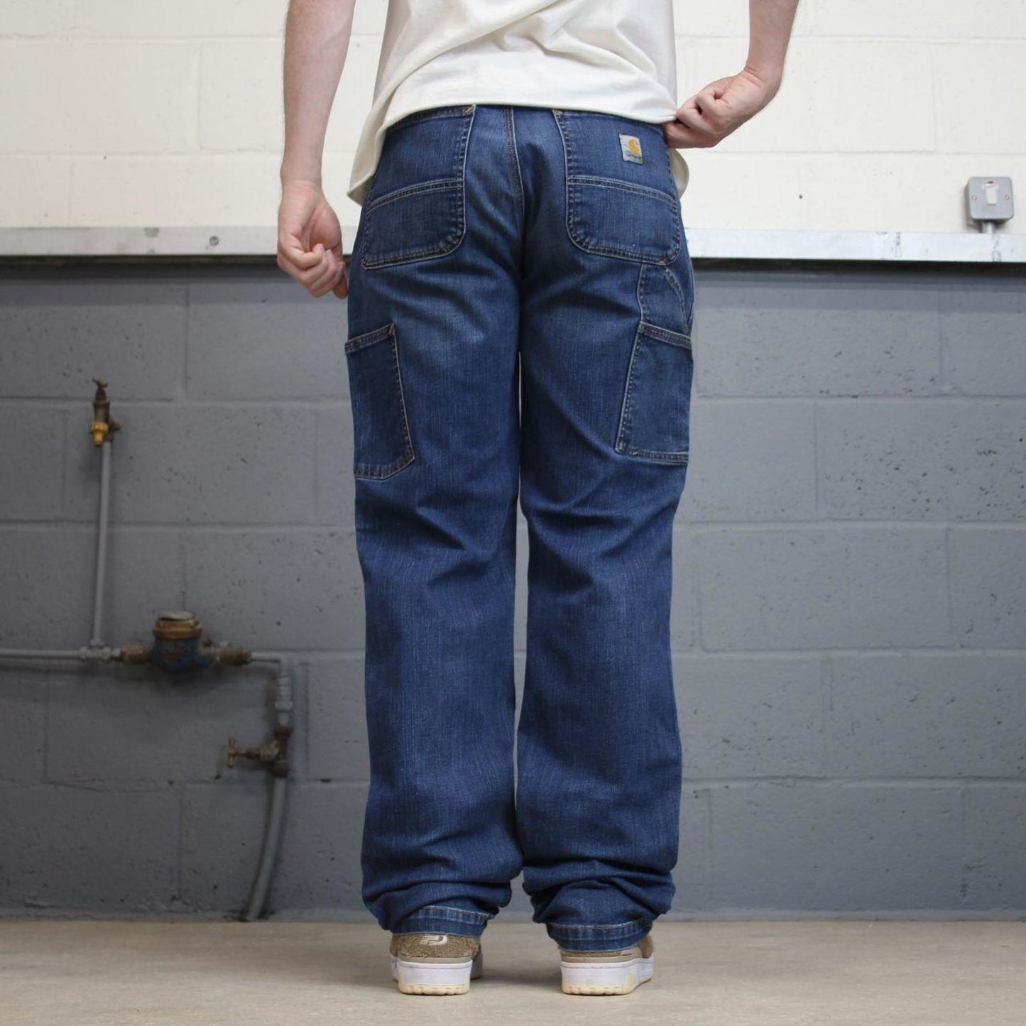 Mens Carhartt carpenter jeans W34L36 blue denim relaxed 90s style cargos