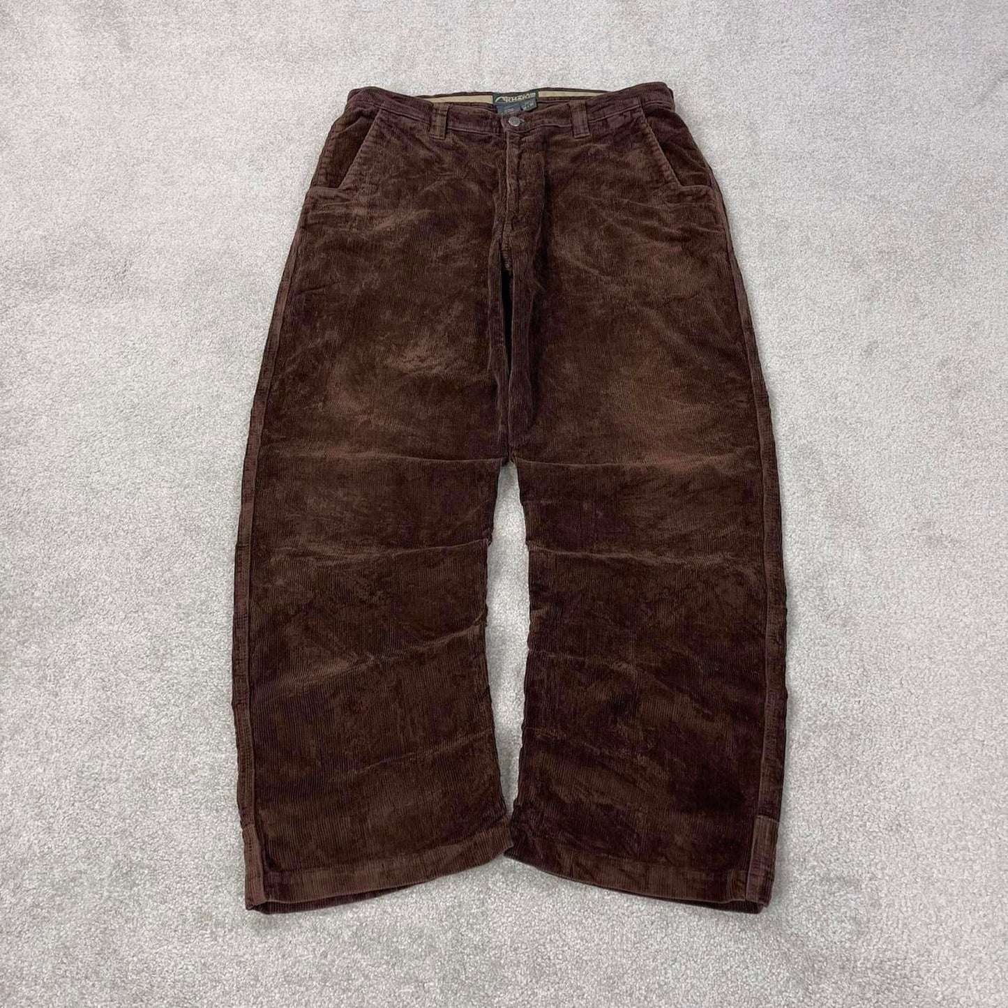 Brown Mountain Khakis wide wale jumbo corduroy trousers W36L32 chunky baggy cord pants skate style