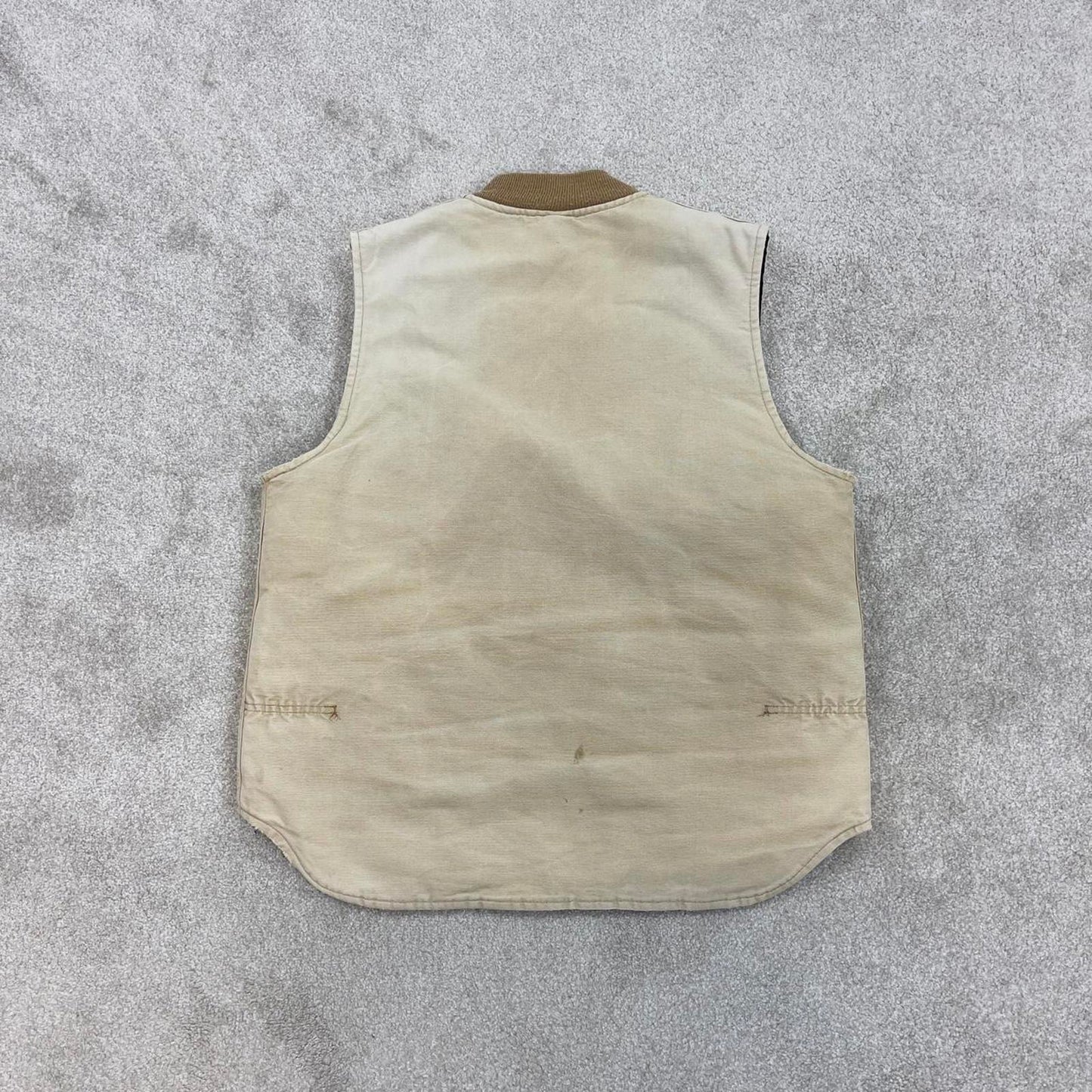 Vintage Carhartt Gilet Large beige distressed workwear body warmer vest padded canvas