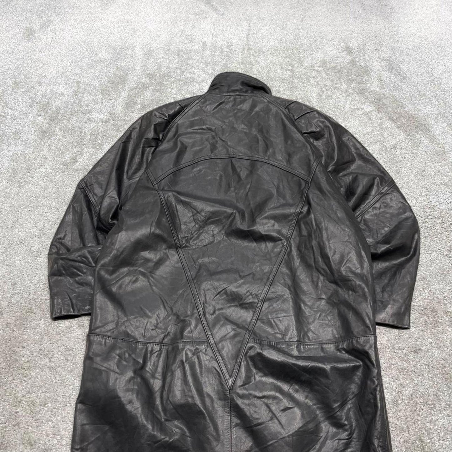 Vintage long genuine leather trench coat black Wilsons full length Thinsulate jacket Korean made