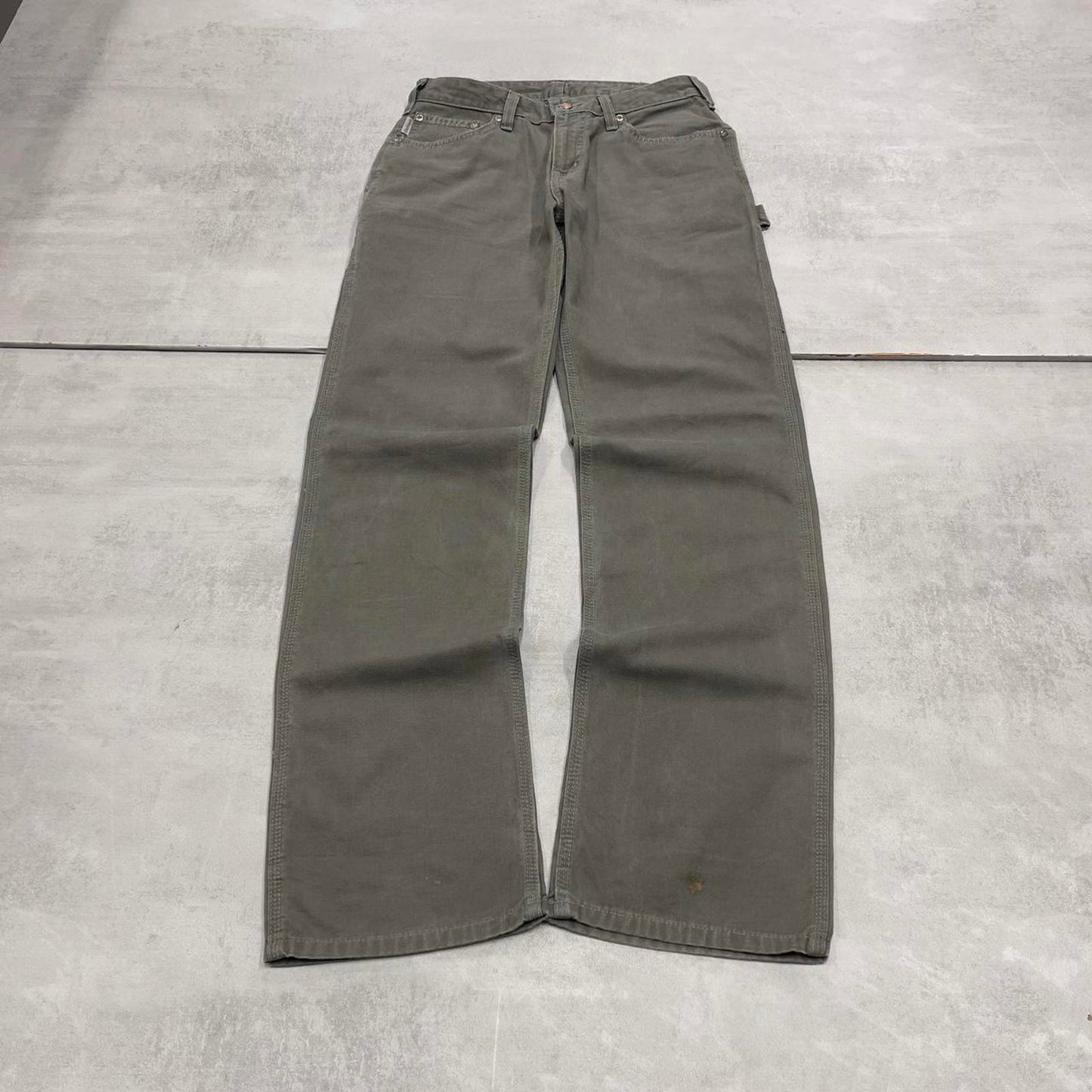 Green Carhartt carpenter jeans size 4x32 women's 90s style canvas cargos