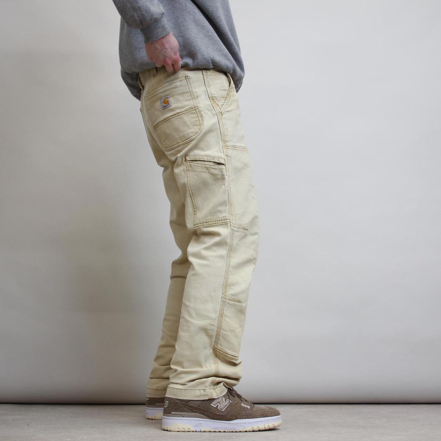 Cream Carhartt double knee carpenter jeans W34