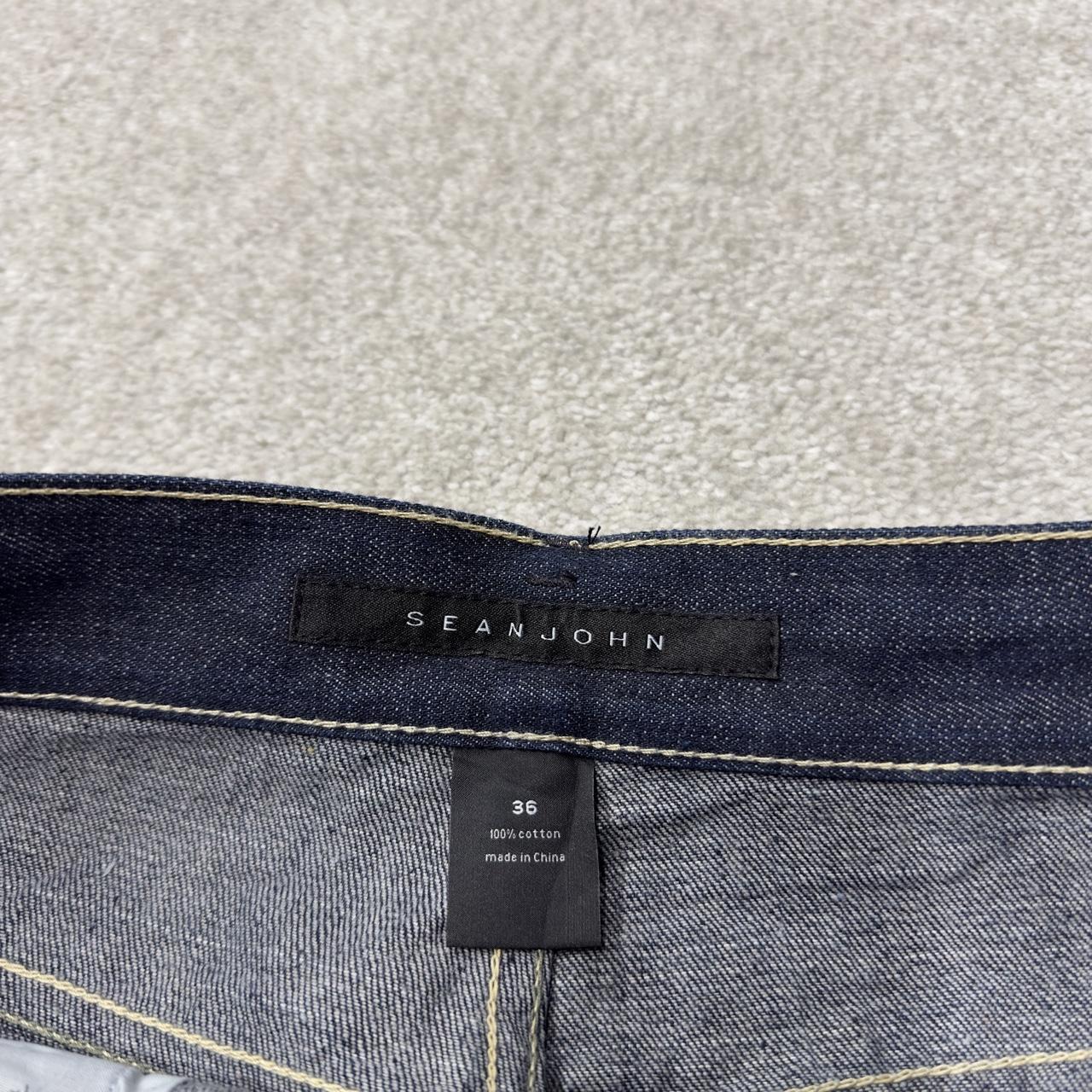 Y2K Sean John baggy jeans wide leg blue denim embroidered stitch design nice quality denim