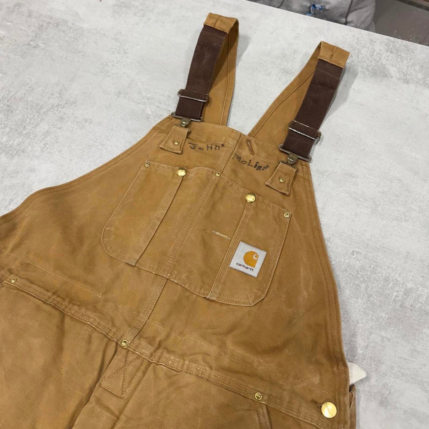 Vintage Carhartt dungarees W40 L31 mens canvas overalls tan utility worker