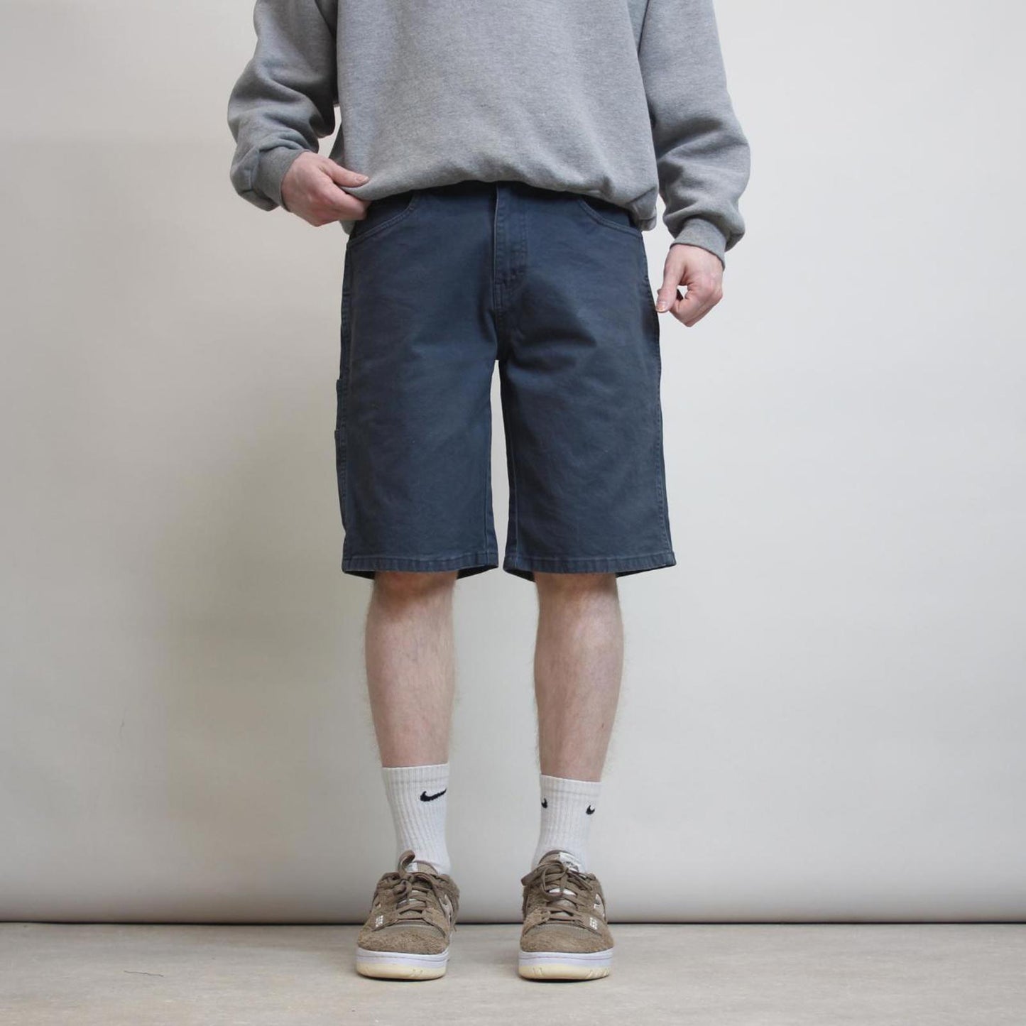 Mens Dickies carpenter shorts W32 navy grey canvas skater style jorts