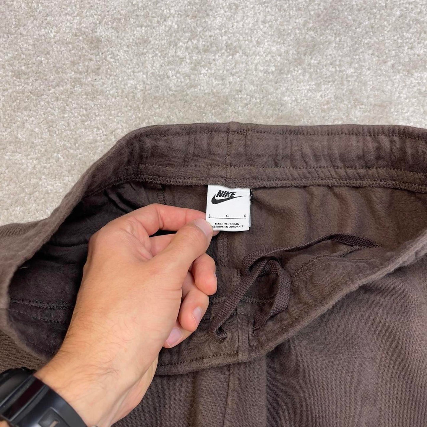 Brown Nike joggers Large y2k style sportswear track pants embroidered logo