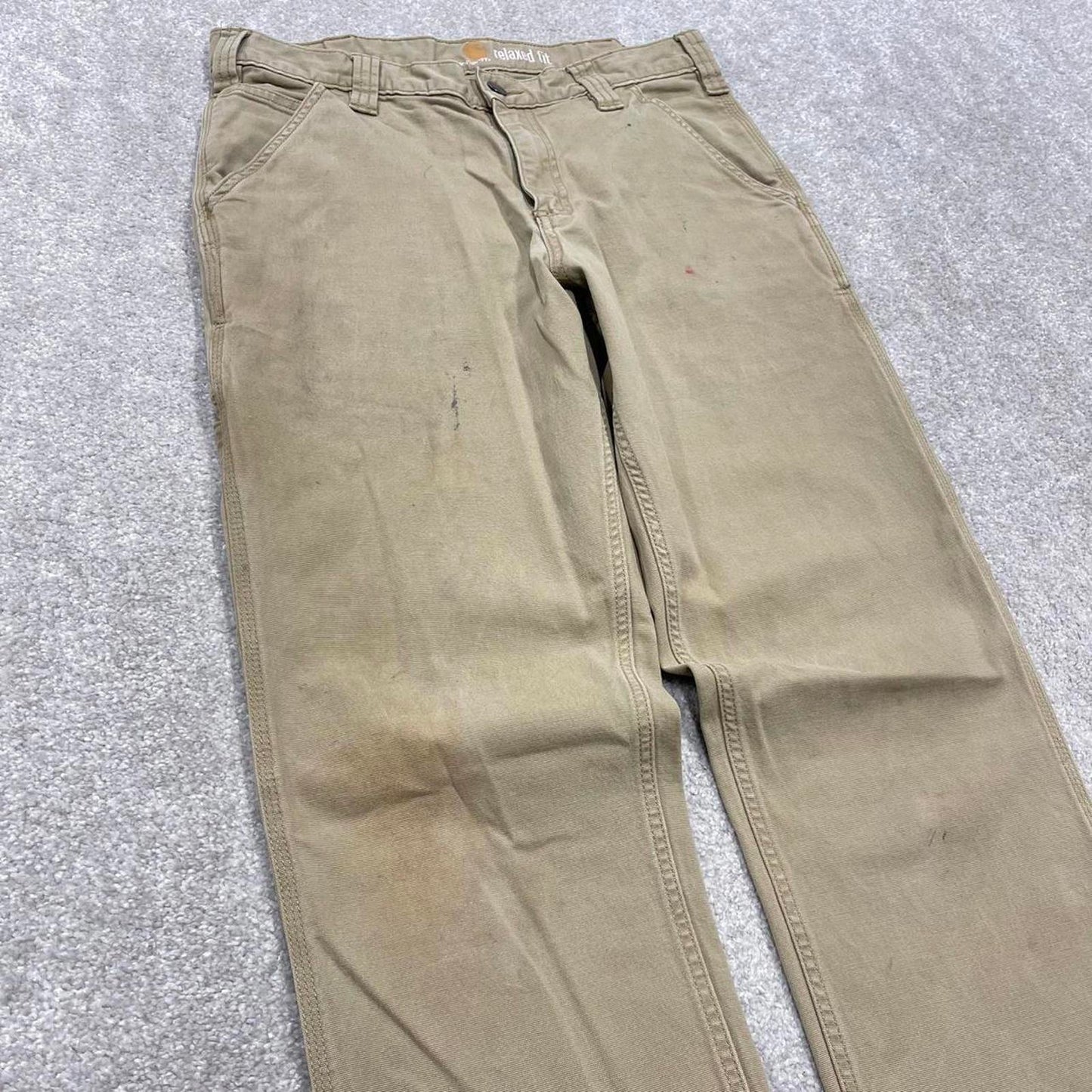 Carhartt carpenter jeans skate pants W32L32 beige canvas 90s skater style loose cargo pants