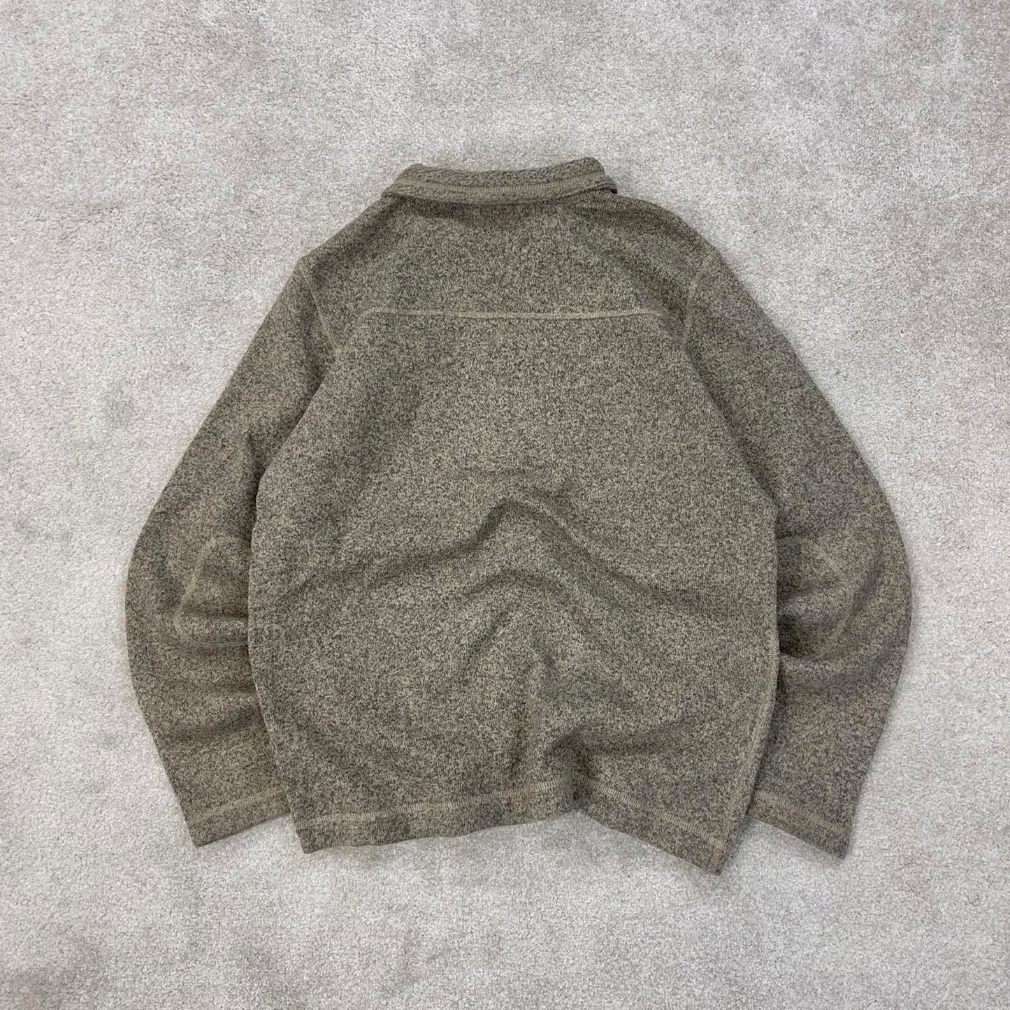 Beige North Face 1/4 zip fleece pullover Large y2k style autumn thick fall embroidered TNF