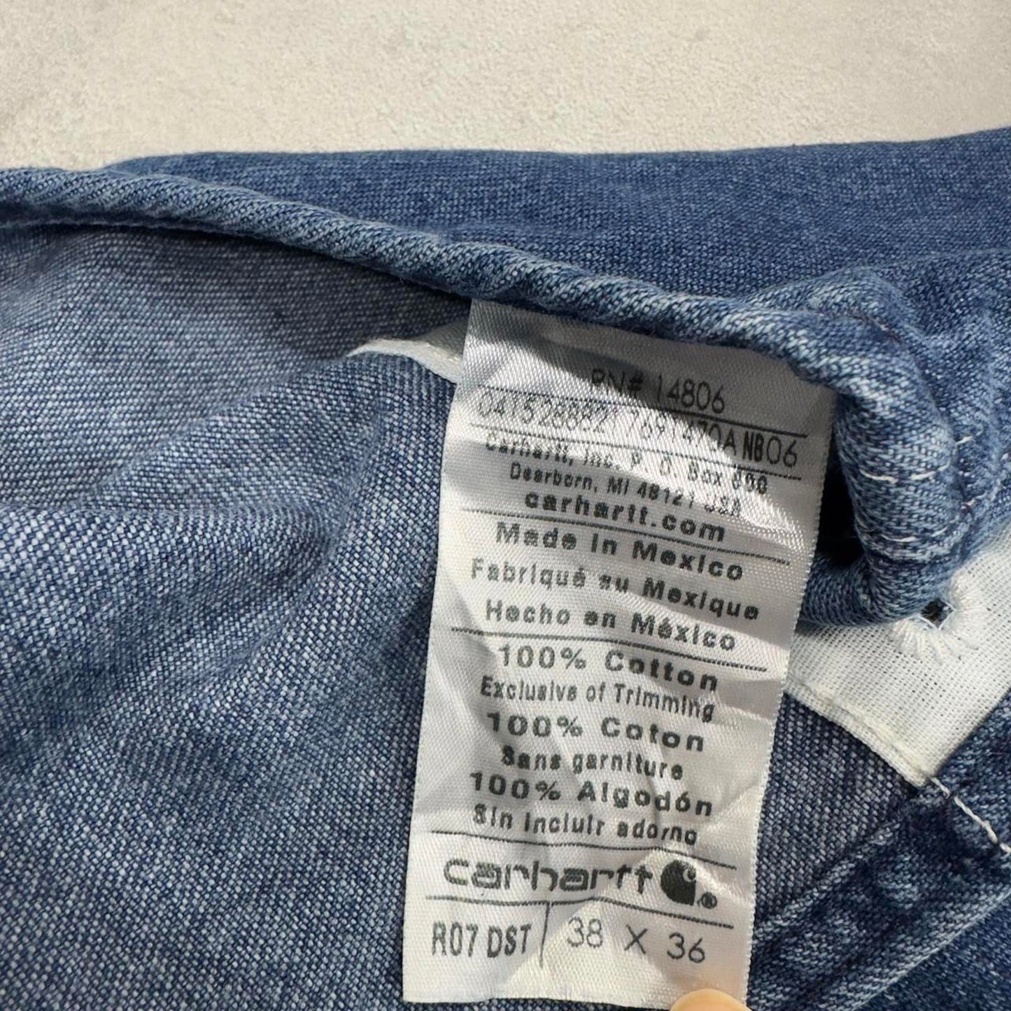 Blue Carhartt dungarees W38L33 mens denim overalls utility worker