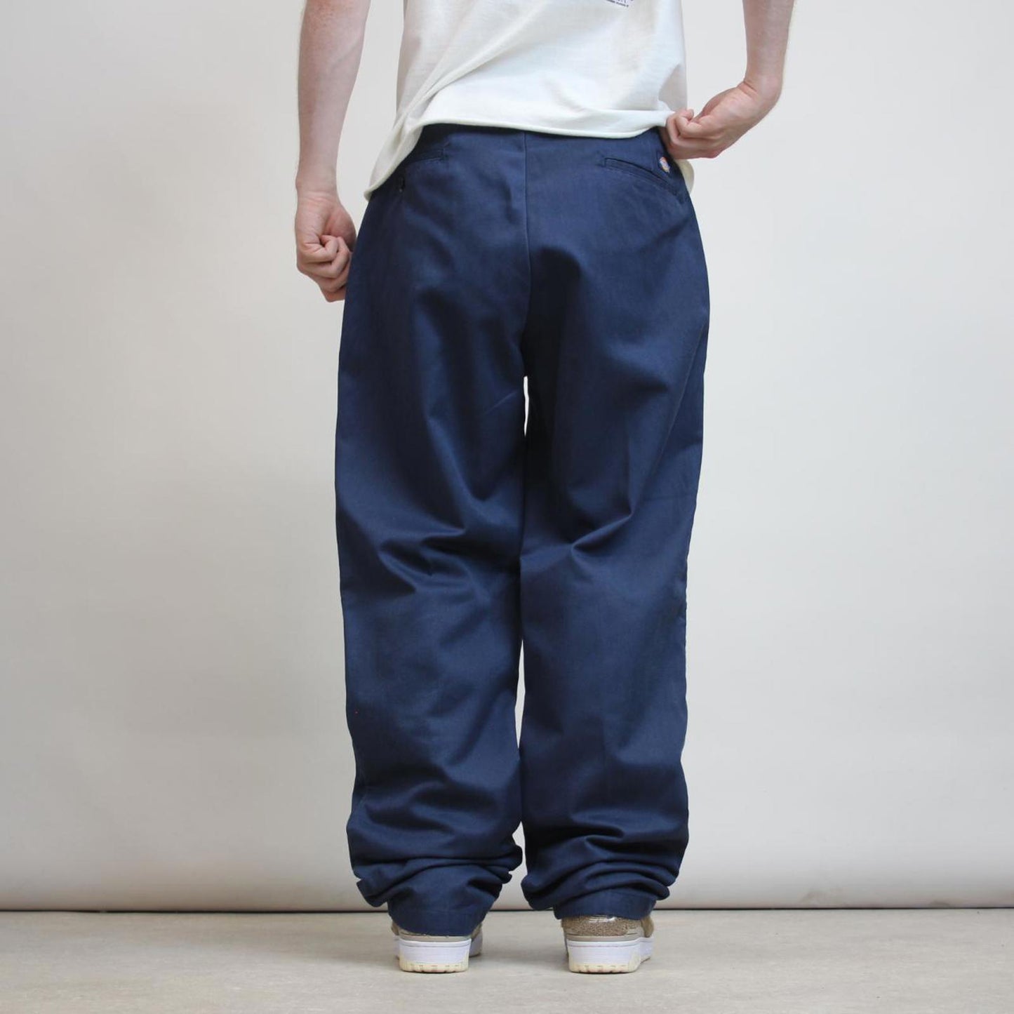 Navy Dickies Pants W36L34 loose flannel lined chino trousers