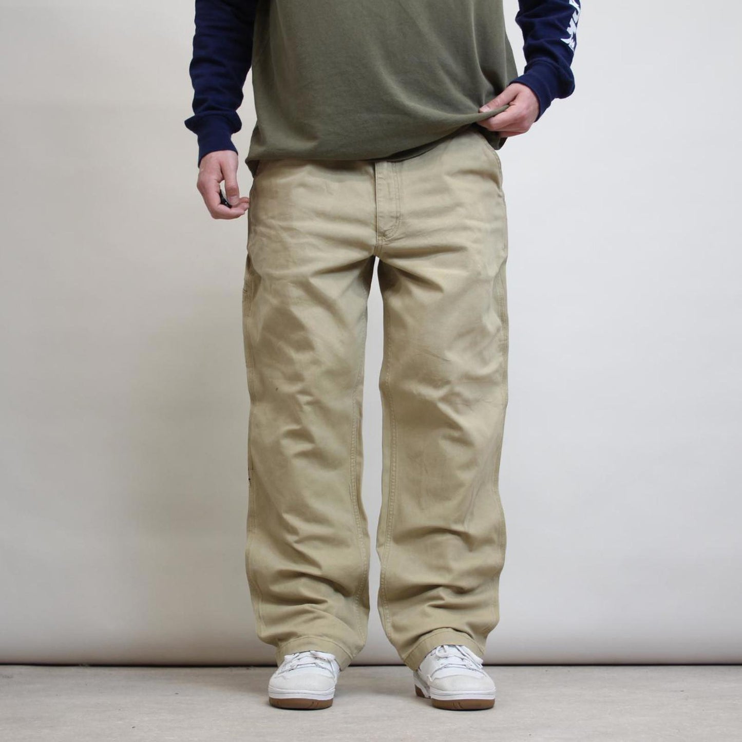 Carhartt carpenter trousers W40L32 beige sand relaxed fit 90s workwear skate style cargo pants