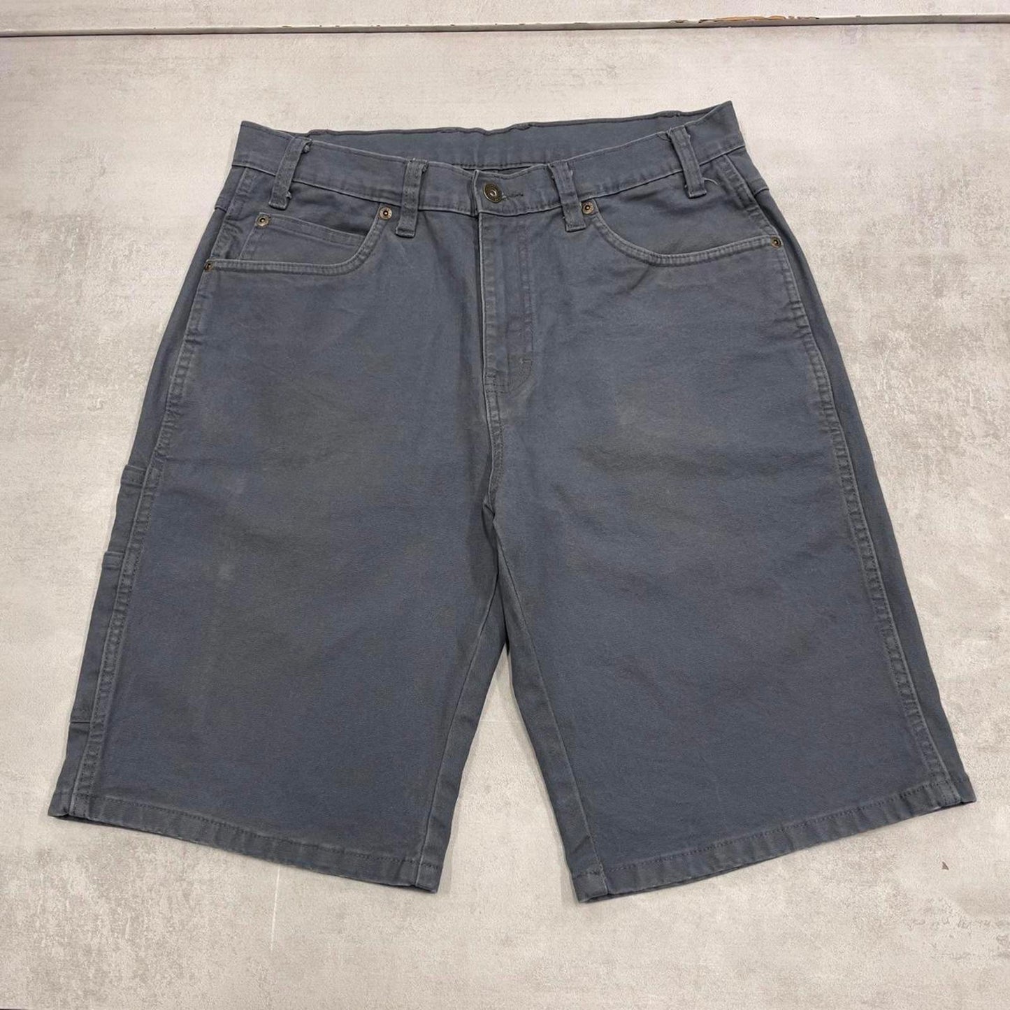 Mens Dickies carpenter shorts W32 navy grey canvas skater style jorts