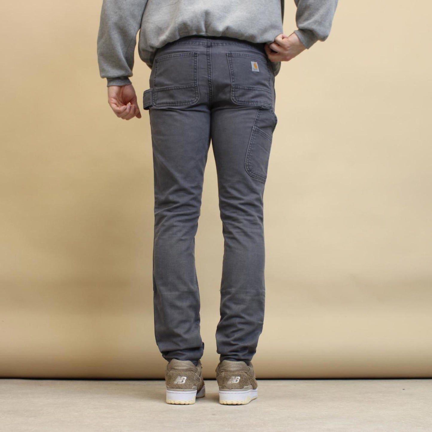 Grey Carhartt carpenter pants size 6 W30L30 slim fit cargos patch logo