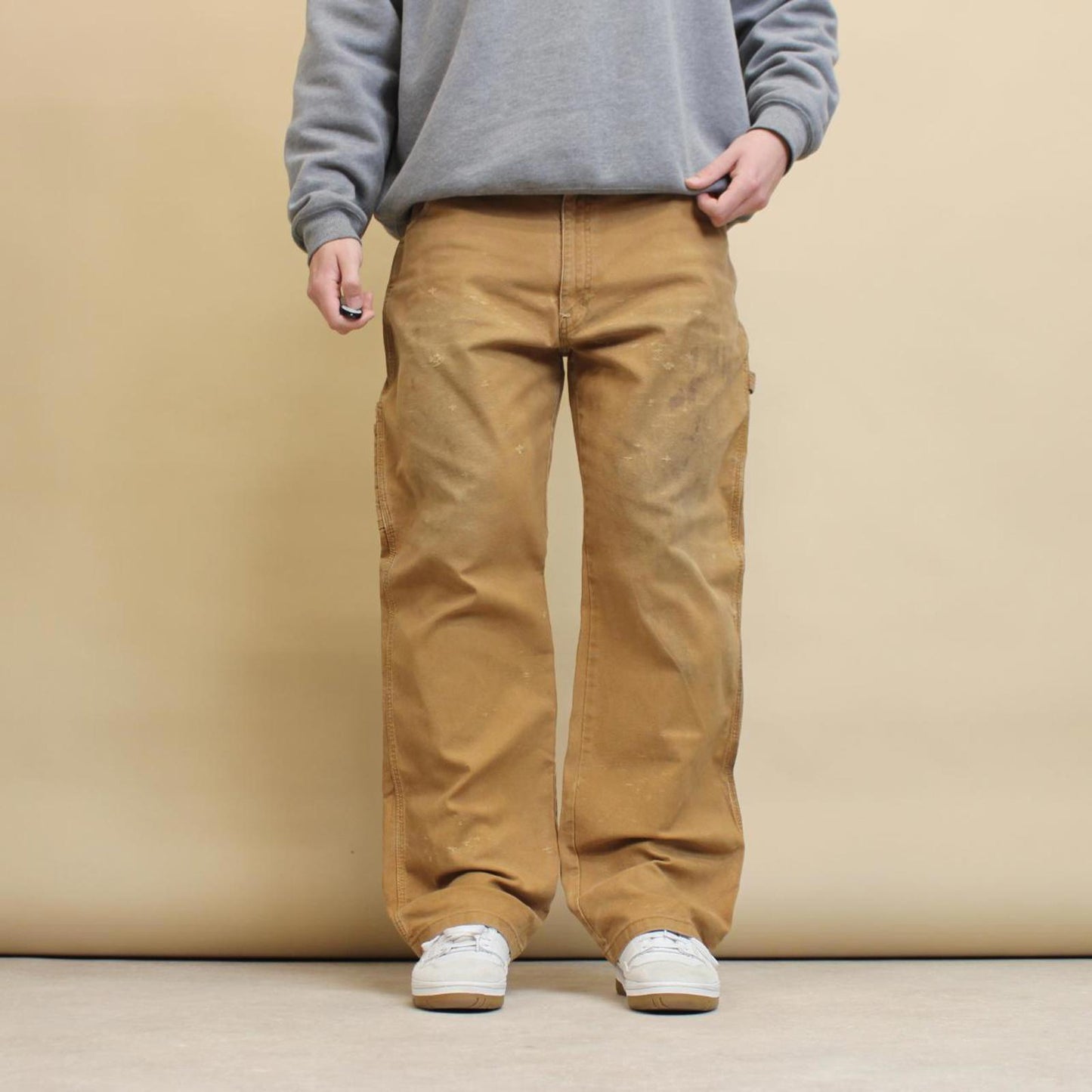 Tan Dickies carpenter jeans W38L32 loose canvas cargo skater pants