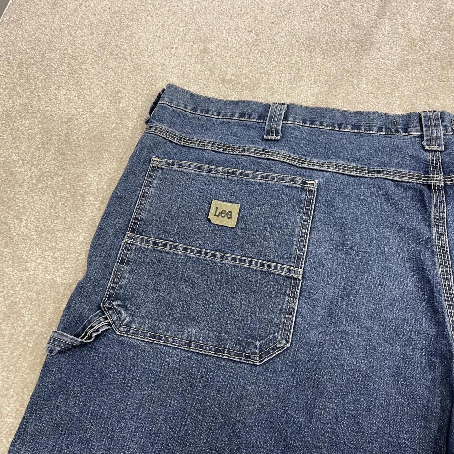 Lee baggy carpenter shorts cargo blue Loose leg workwear skater jorts