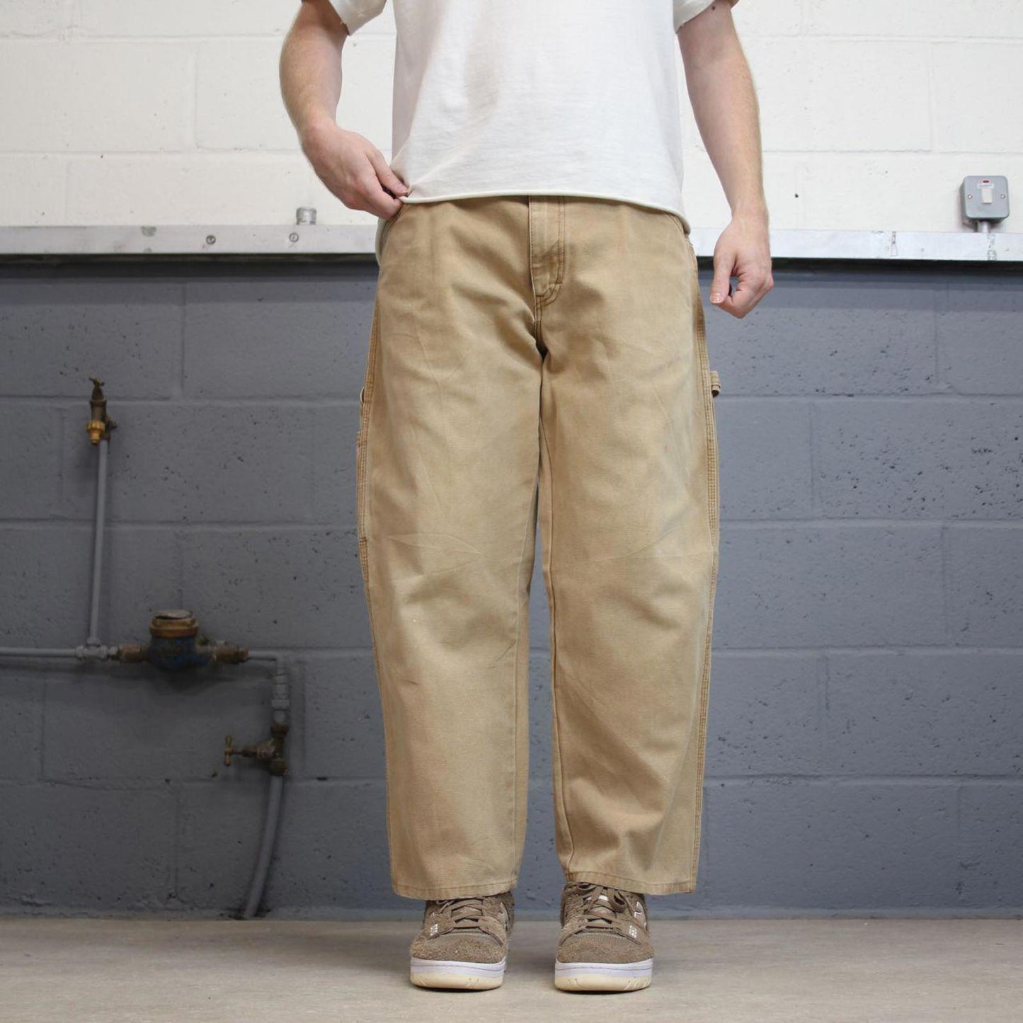 Tan Dickies carpenter jeans W36L27 loose canvas 90s skater style cargo pants