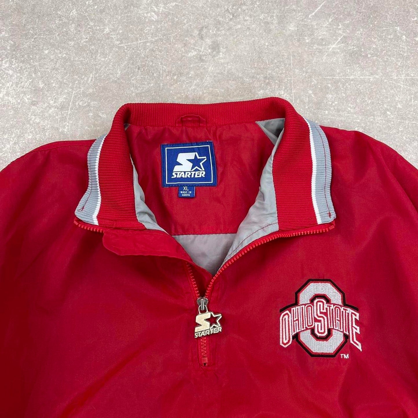 Ohio State Starter jacket XL red pullover half zip nfl windbreaker